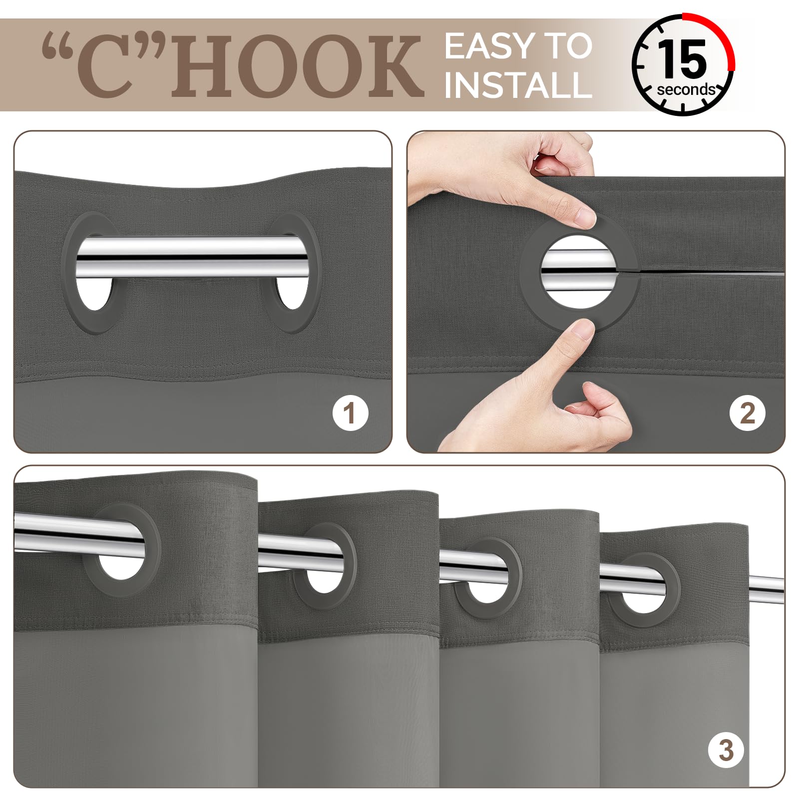 WONICY Cortina de ducha larga sin gancho con forro a presión, juego de cortina de ducha de tela de poliéster resistente con textura de lino, cortinas de ducha impermeables de lujo para baño, 71