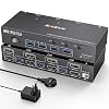 HDMI KVM Switch 3 PC 2 Monitors 4K @ 60Hz camgeet USB 3.0 Dual Monitor KVM Switch Simulation EDID KVM Switch 3 Port for 3 PC Share 2 Monitor and 4 USB Devices with DV12V Power Supply and Wired Remote