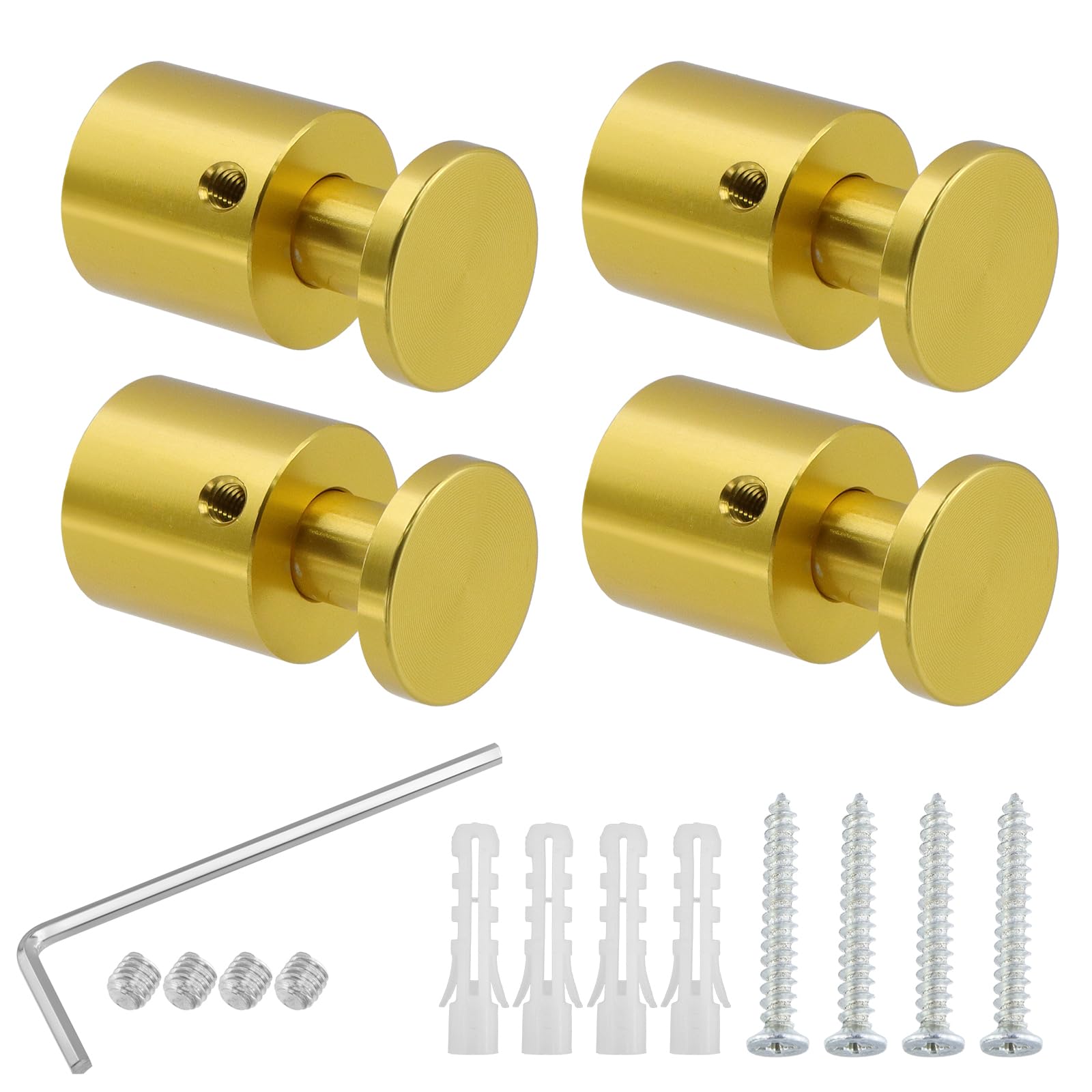 Antrader 4Pcs 3/4" x 3/4" Aluminum Alloy Burglarproof Sign Standoffs,Gold