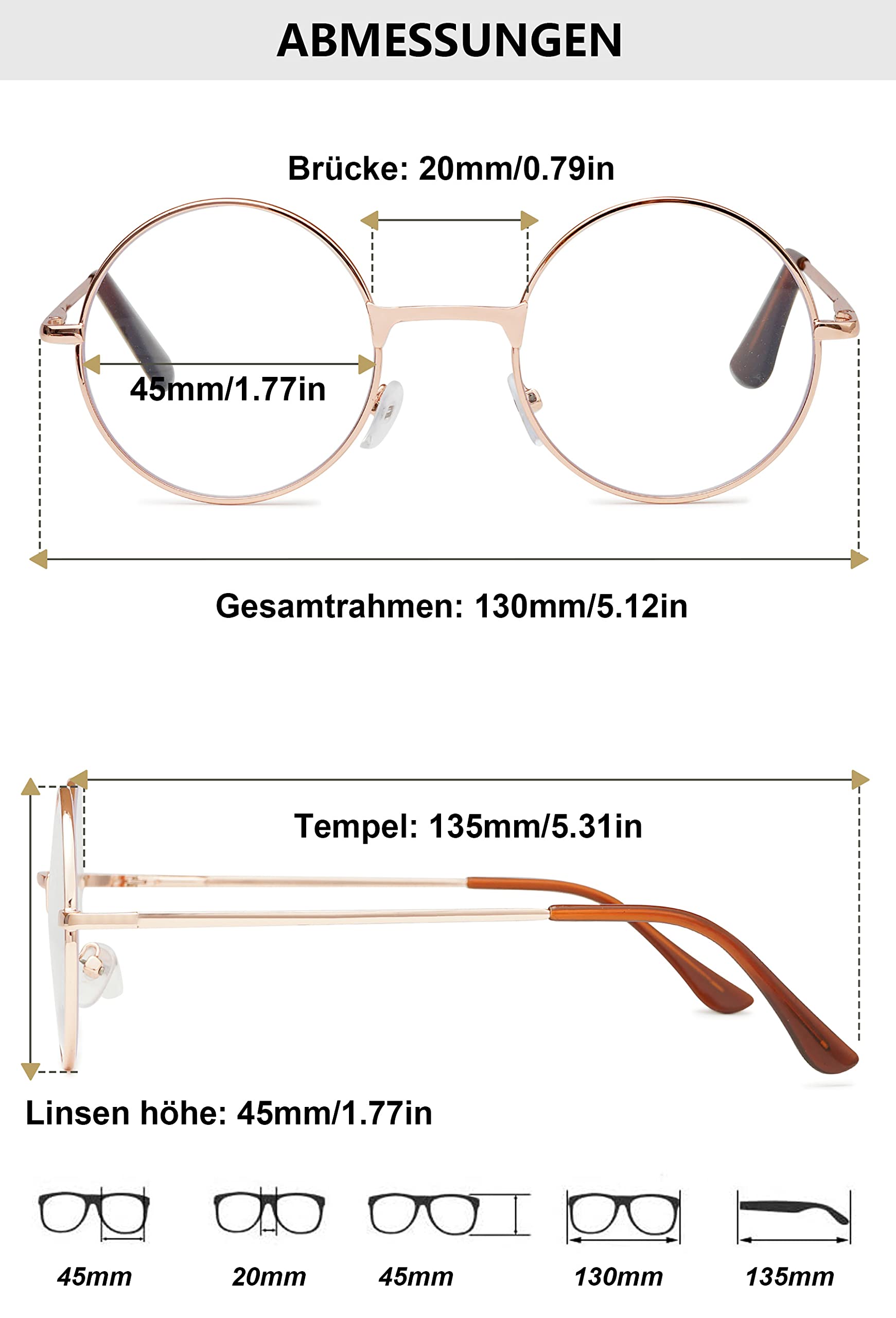Lanomi Retro Round Reading Glasses Vintage Metal Full Frame Lightweight High Definition Reader Eyeglasses for Women Men Gold 1.5 - Image 2