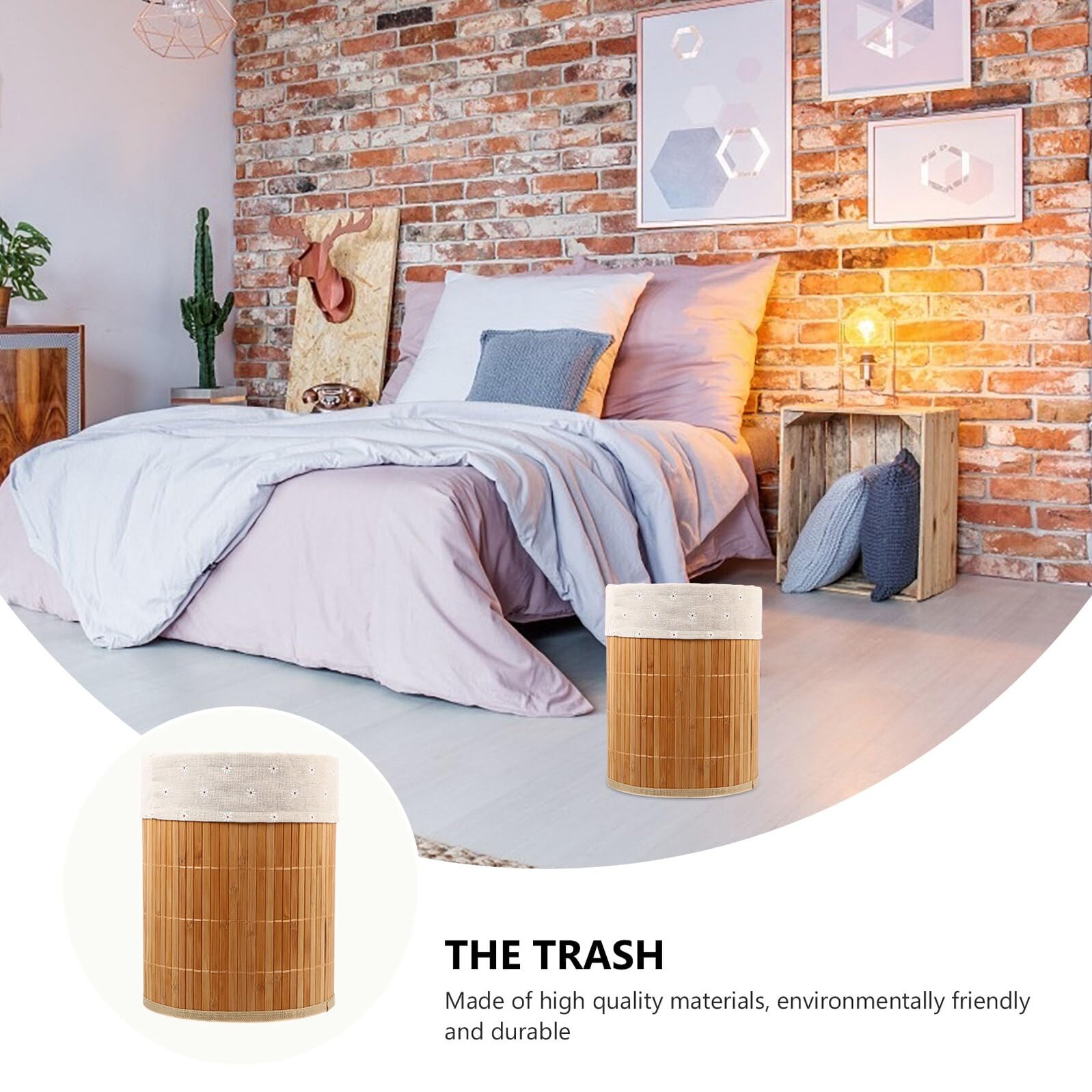 Cestino Intrecciato in Bambù Naturale, Contenitore per Vestiti Sporchi e Organizer per Oggetti Vari, Secchio Portaoggetti Pieghevole per Casa, Camera da Letto e Bagno, Stile