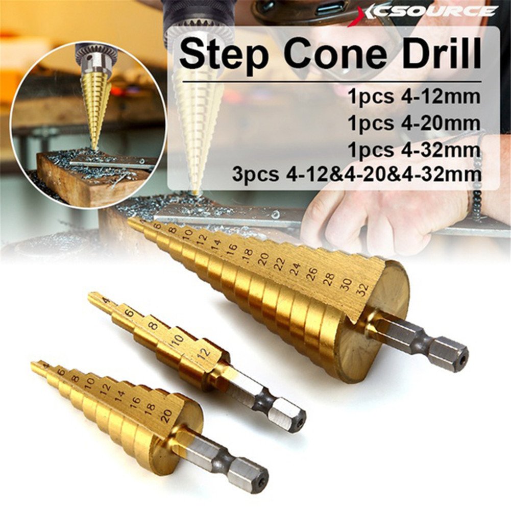 Stufenbohrer-Set 3-tlg. – 4–32 Mm Für Metall, Holz & Stahl (Titan-Beschichtung)
