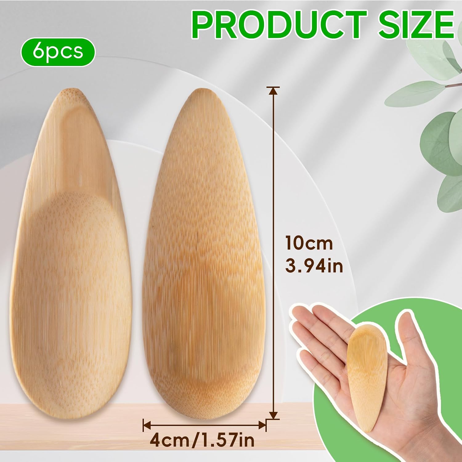 SmallCat 6 Pcs Deodorant Applicators, Bamboo Cream Applicator, Multifunctional Makeup Spatula, Mini Spoon for Mud Cosmetic Clay, Deodorant Cream, Mask (Bamboo, 1.57x3.94inch)