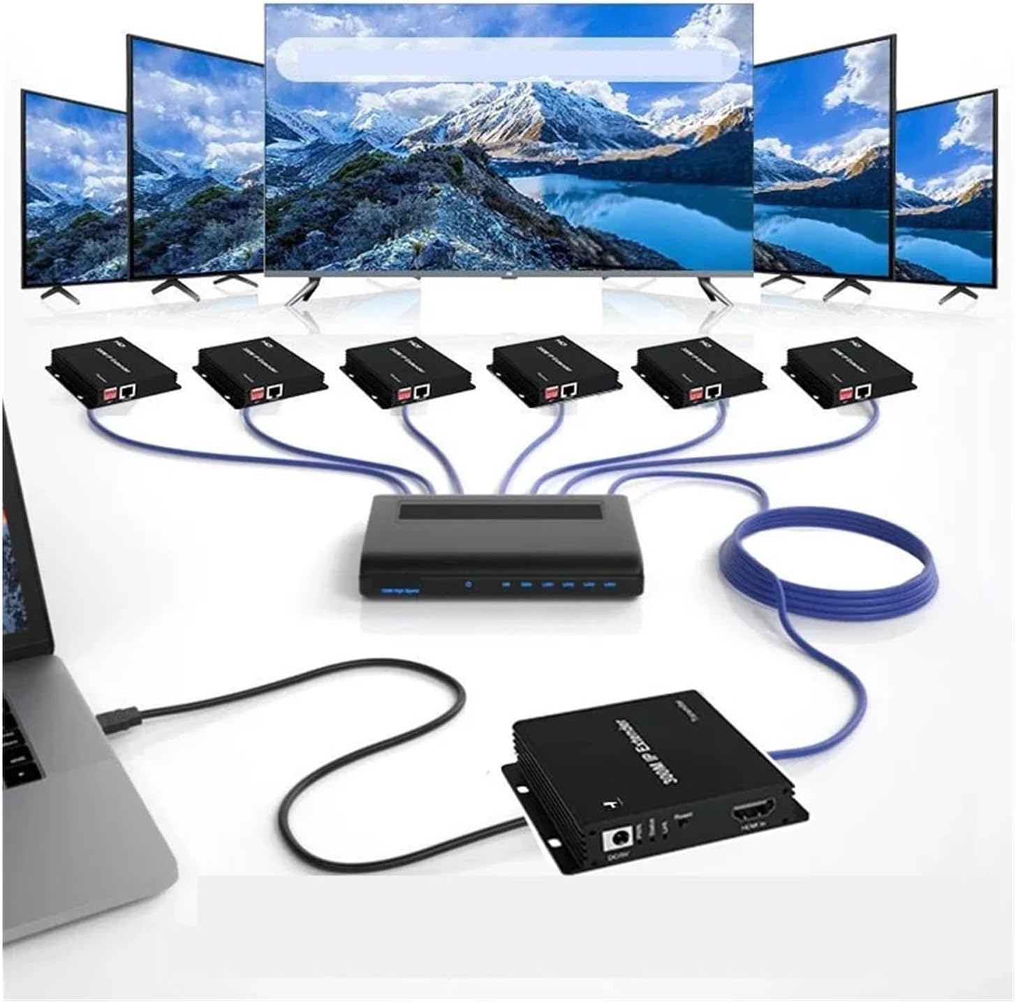 HDMI Extender 300M Extender 1080P for HDMI to Ethernet Network Extender Support One TX to Many RX Network Switch(1)