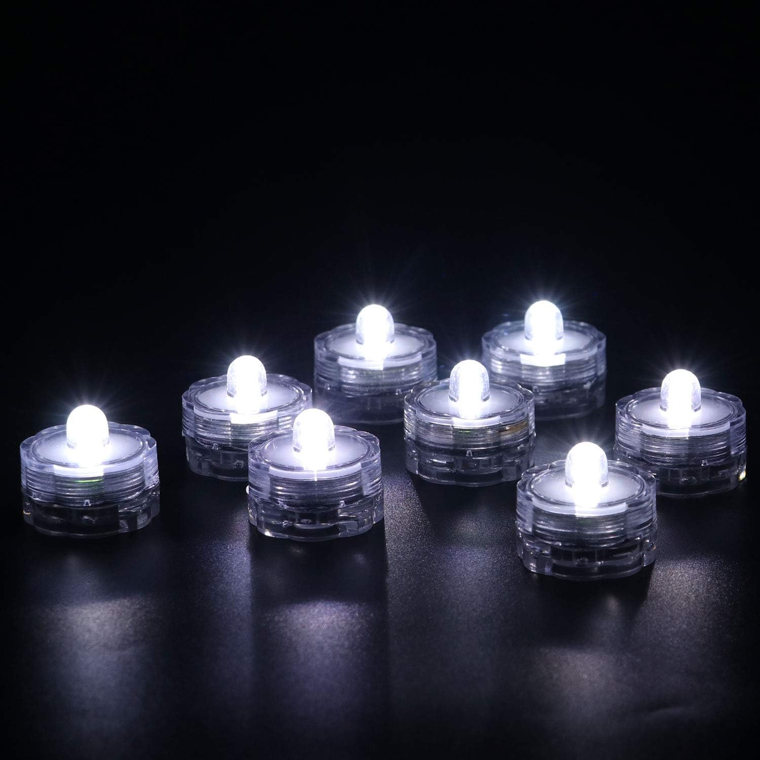 Rhytsing Set of 12 Submersible Led Tea Lights, Waterproof White Led light, Battery Included