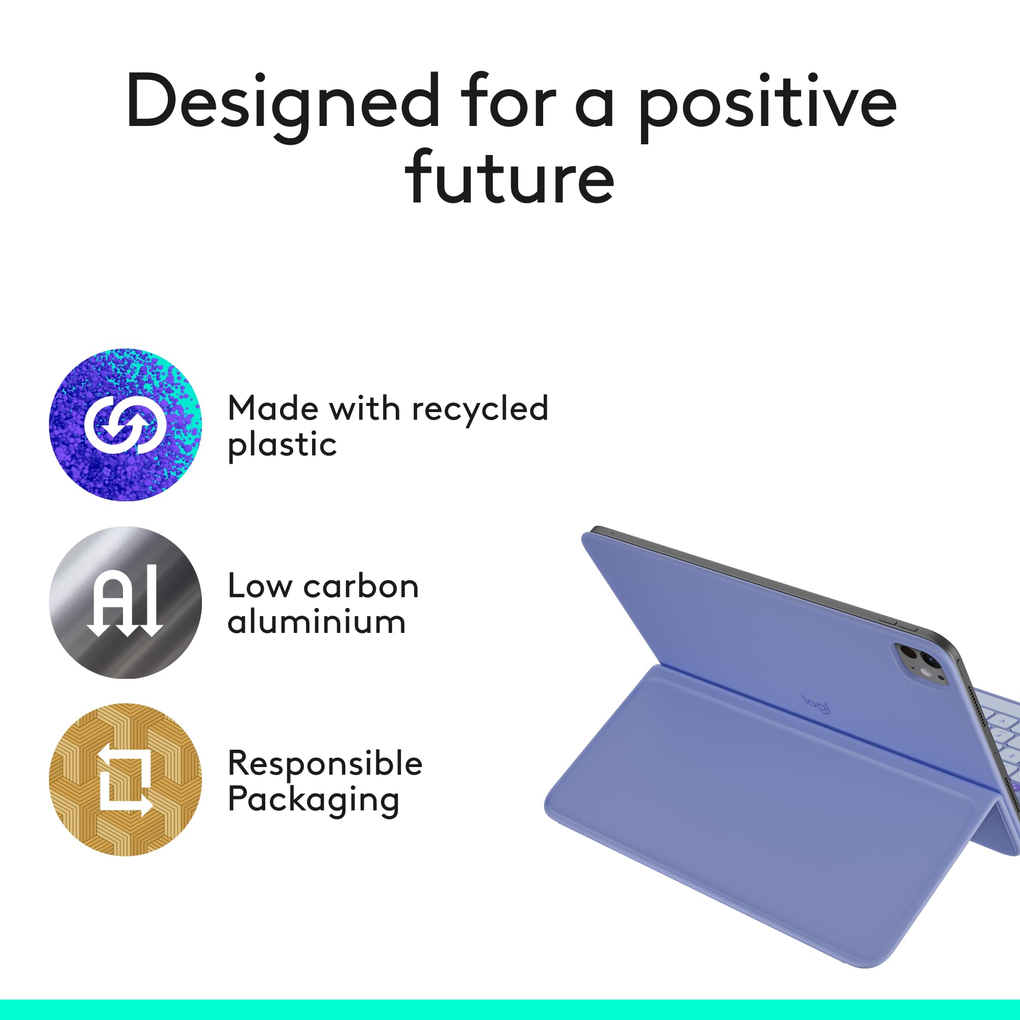 Logitech Flip Folio, Keyboard Case for iPad Pro 11-inch (M4 & M5) & iPad Air 11-inch (M2 & M3)(5th Gen - 2024) - Protective & Stowable Bluetooth Keyboard Case, Multi-Device - Lilac