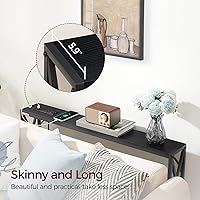 Vista 6 de MAHANCRIS Paquete de 2 mesas de sofá con estación de carga, mesa consola de 39.4 pulgadas, mesa de entrada estrecha, mesa de pasillo delgada, mesa