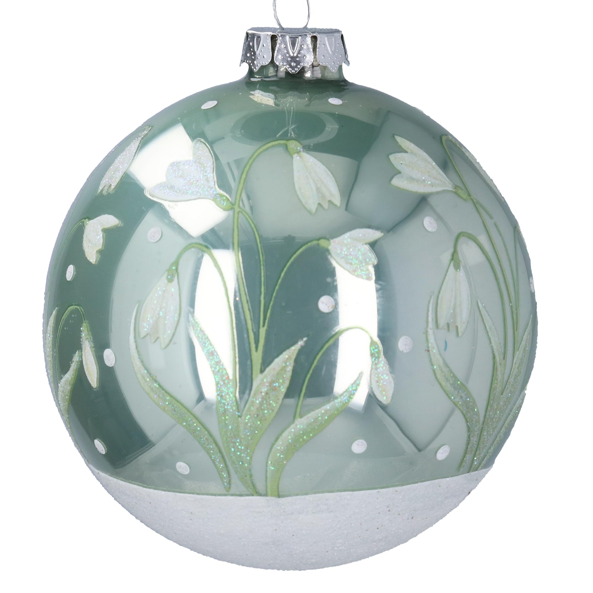 Gisela Graham Green Snowdrop Christmas Bauble, 10Cm, Glass