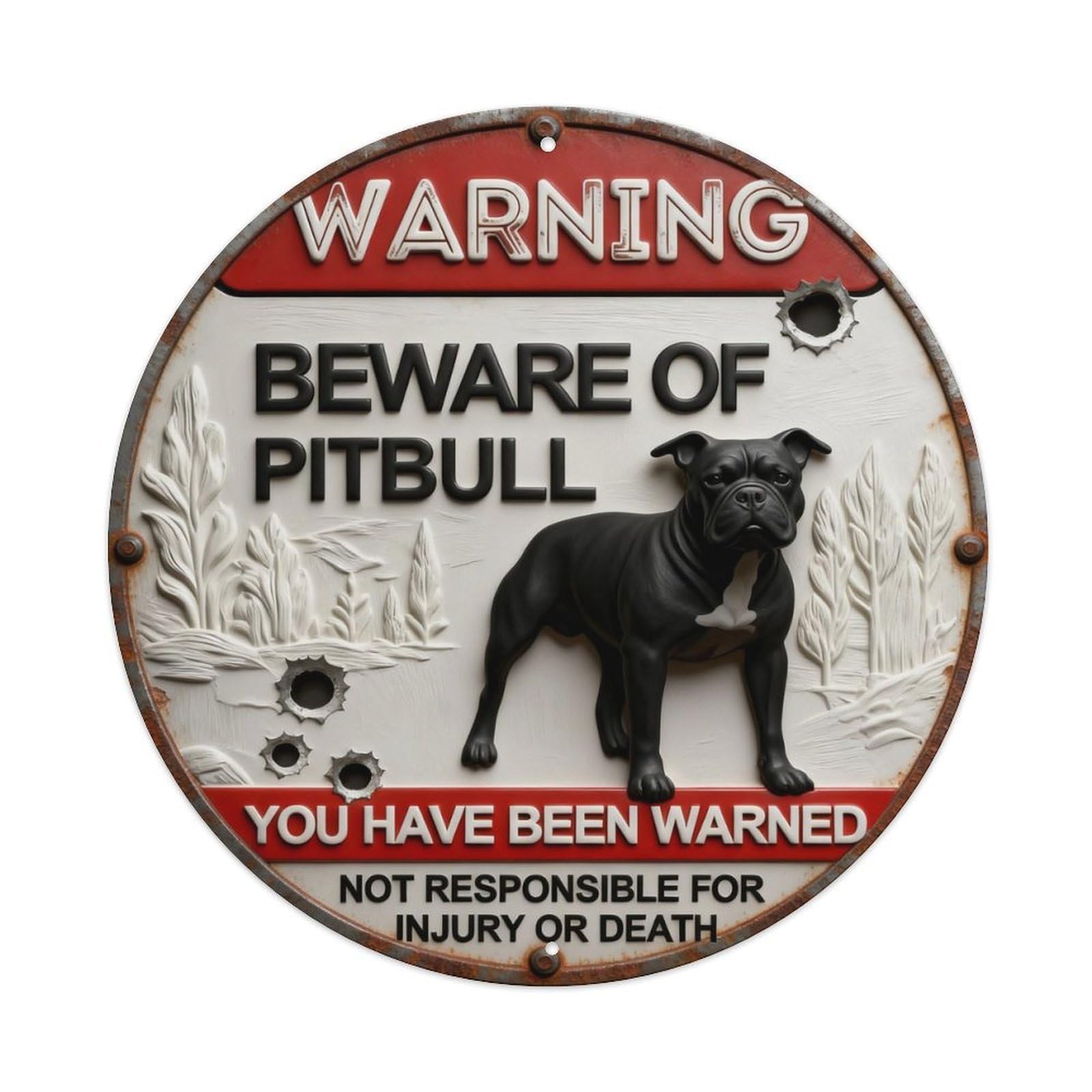 Zlatcbu Vintage Warning Beware Of Pitbull You Have Been Warned Metal Tin Sign Retro Wall Art Poster, Decor For Home Living Room Bar Cafe Garage, 8X8 Inch