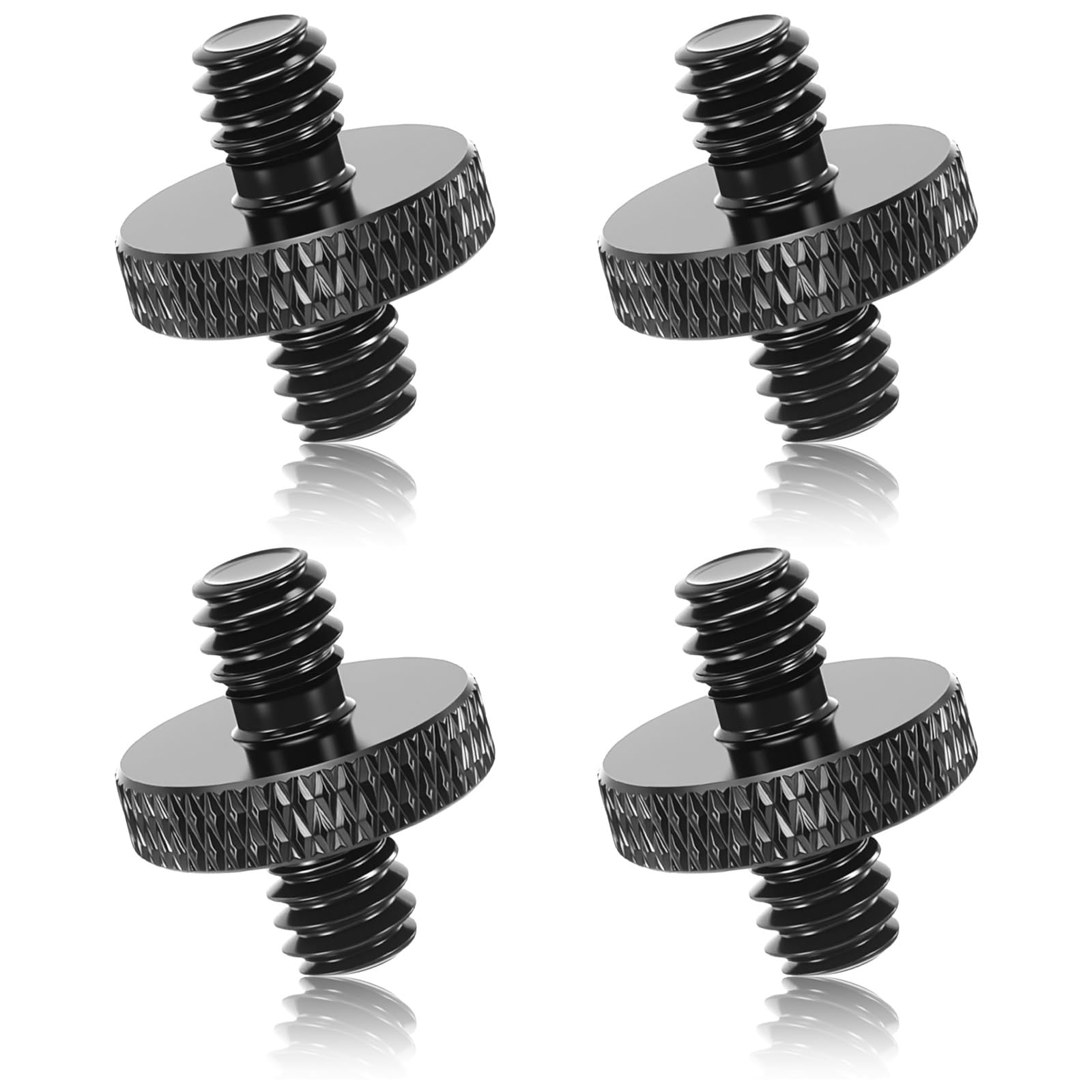 Muiltvoe 1/4"-20 Male to 1/4"-20 Male Threaded Tripod Screw Adapter Double Head Stud Standard Mounting Thread Converter for Camera Cage Mount Light Stand Monopod head Light Stand Rig Tripod (4 Pack)