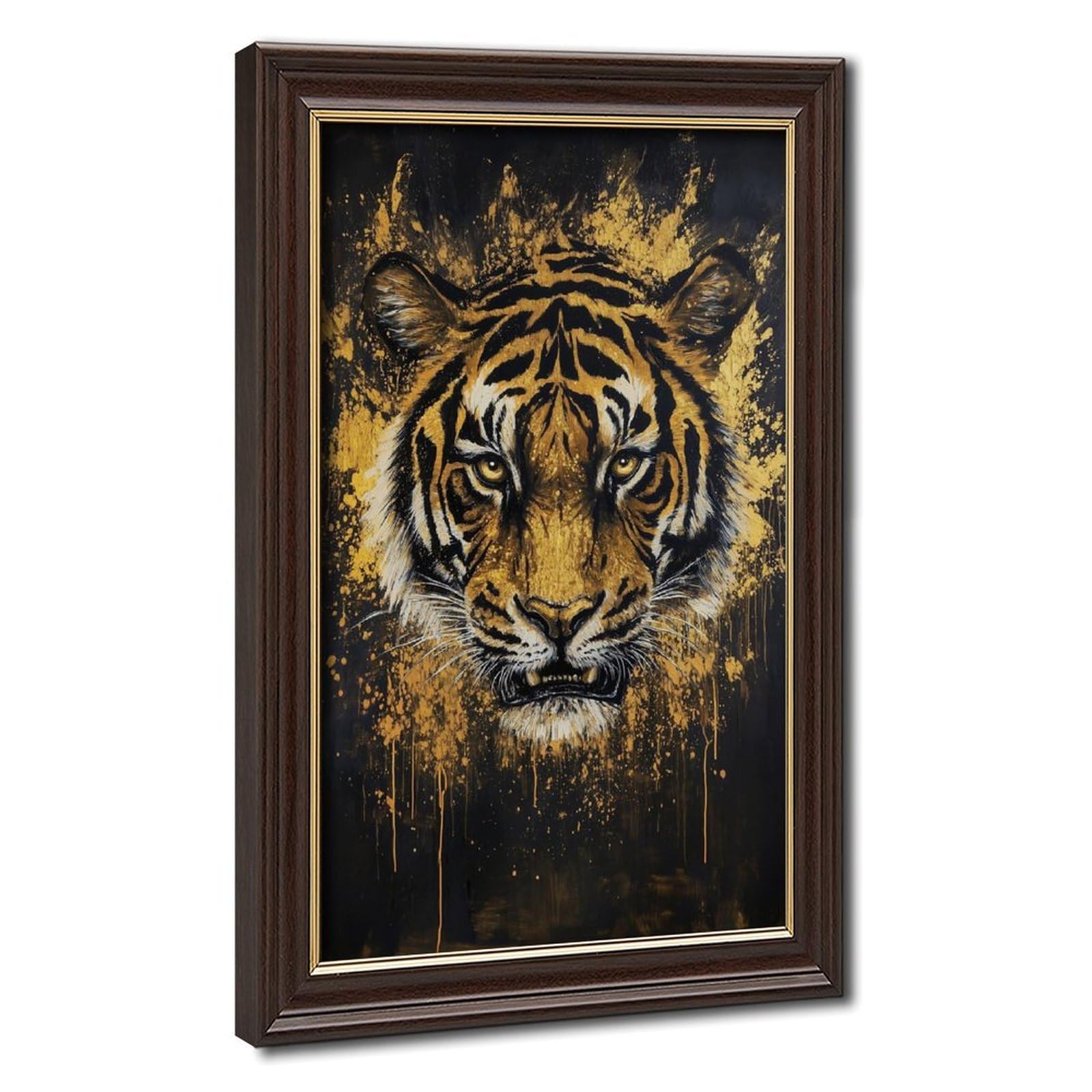 Bareronor Black Gold Abstract Tiger Canvas Poster Bedroom Decor Landscape Office Room Decor Gift 24" L X 36" W