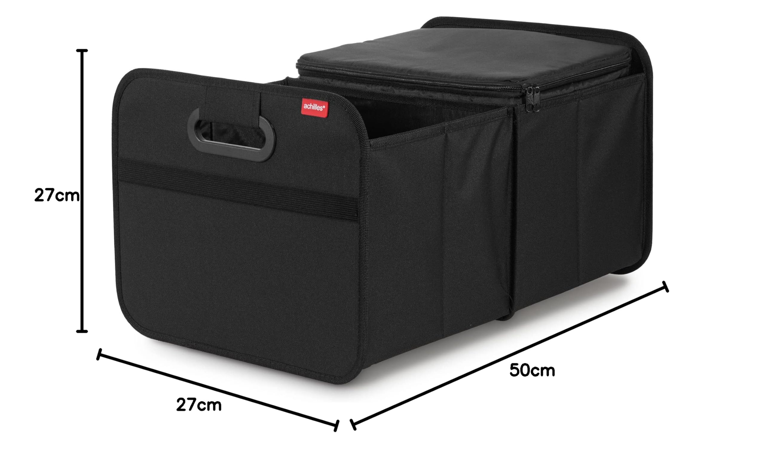 achilles Organizer Bagagliaio Auto con Inserto Refrigerante - 35L Box Refrigerante Pieghevole - Organizer per il Bagagliaio - Borsa Refrigerante - Box Refrigerante Pieghevole - Nero - 50x32x27 cm