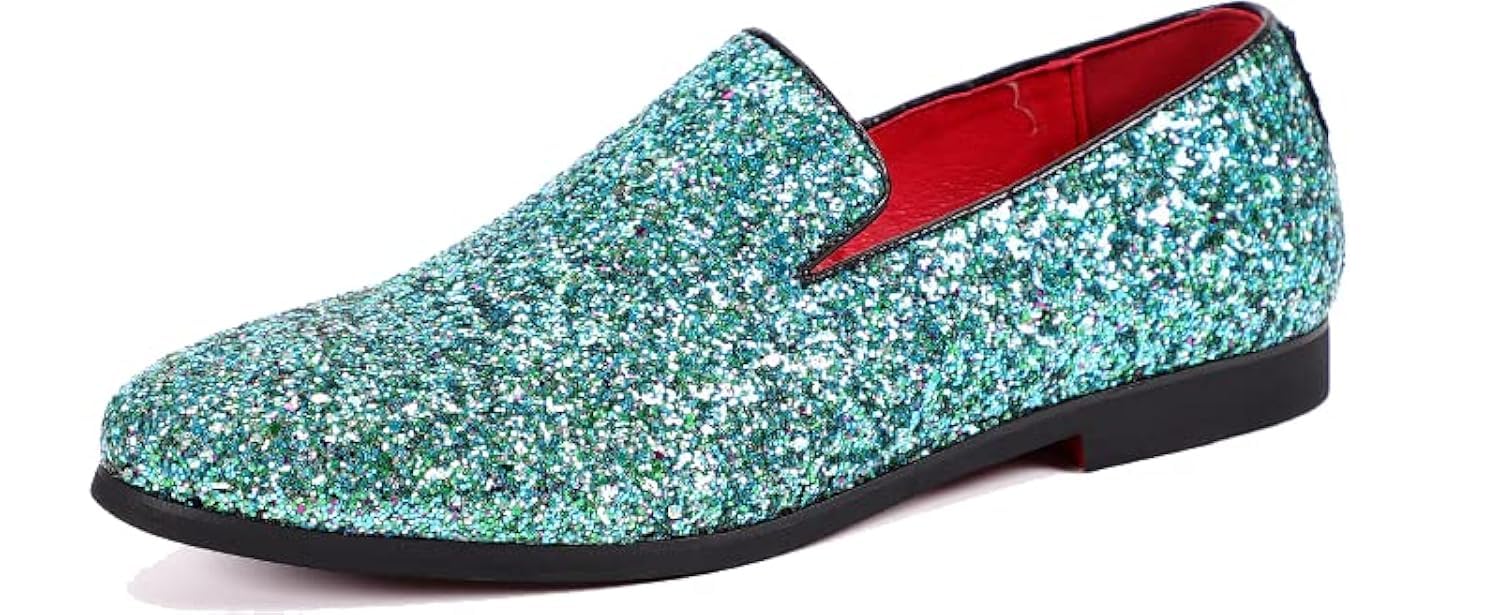 Haza Pairs Mens Smoking Sparkling Slipper Metallic Sequins Textured Glitter Tuxedo Slip-on Prom Loafers Luxury Wedding Dress Shoes