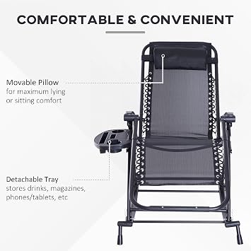 Outsunny Outdoor Rocking Chairs Zero Gravity Lounge Rocker Black
