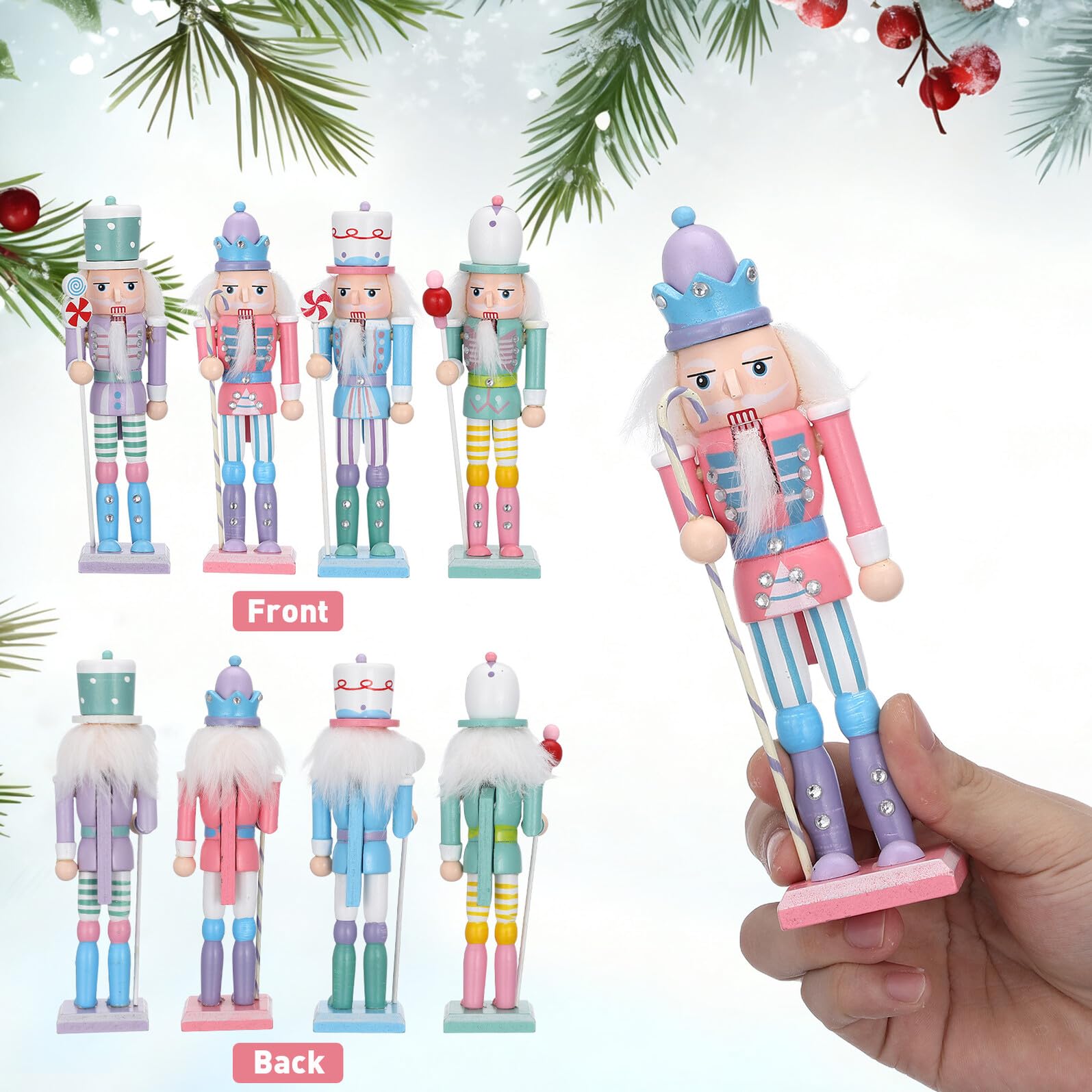 BESPORTBLE 4stücke Teiliges Holz Nussknacker Figuren Weihnachten Dekoration Schreibtisch Zuhause Büro Ornament