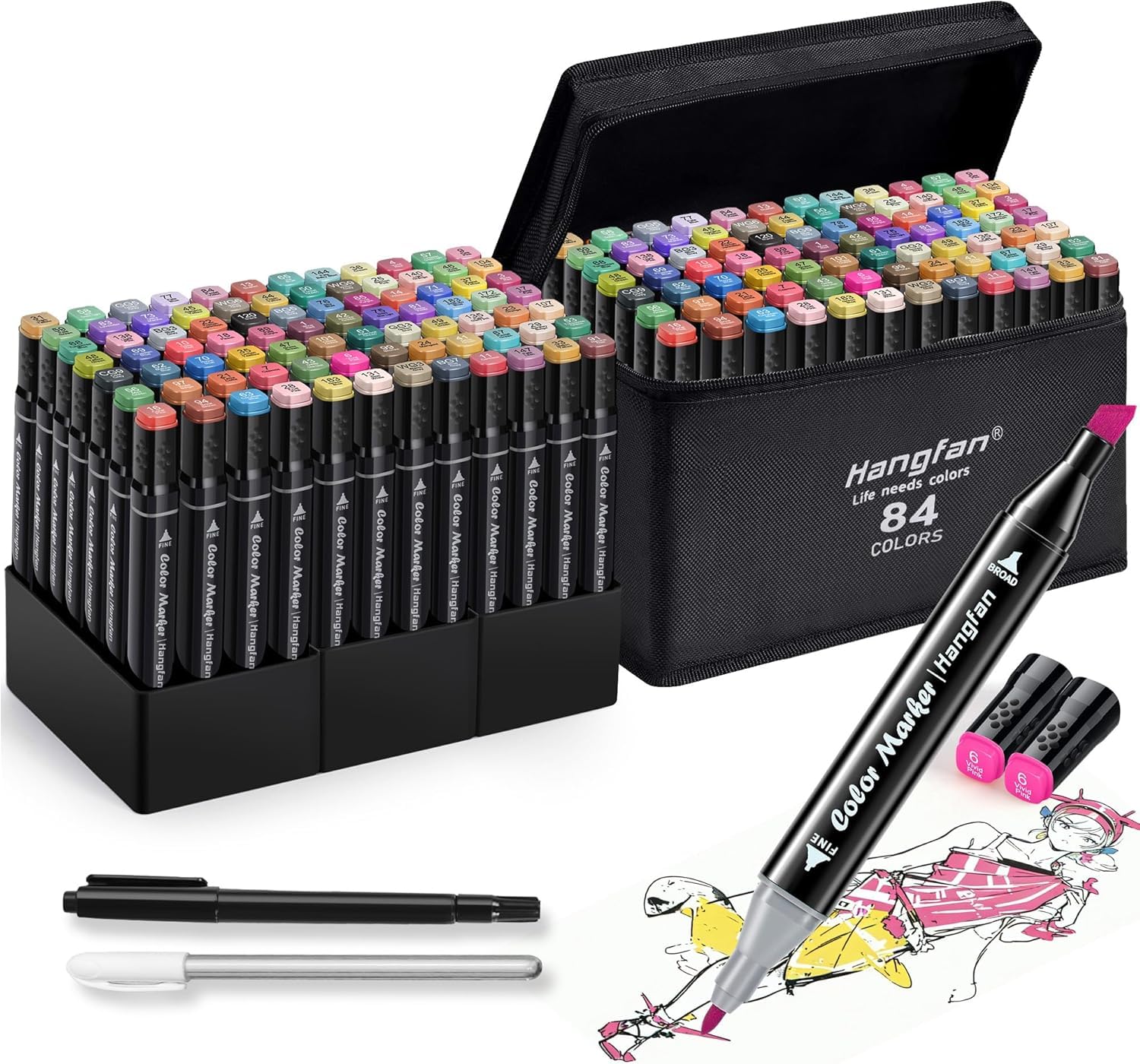 Alcool 84 Colors Dual Tip Marker Pens for Adults - 1 White