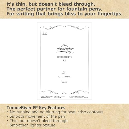 Miniatura 2 de Tomoe River FP 52gsm Hoja Suelta por SANZEN, 8.27 x 11.7 Pulgadas (tamaño A4), Blanco, 100 HojasPaquete (SR-A4P-W)