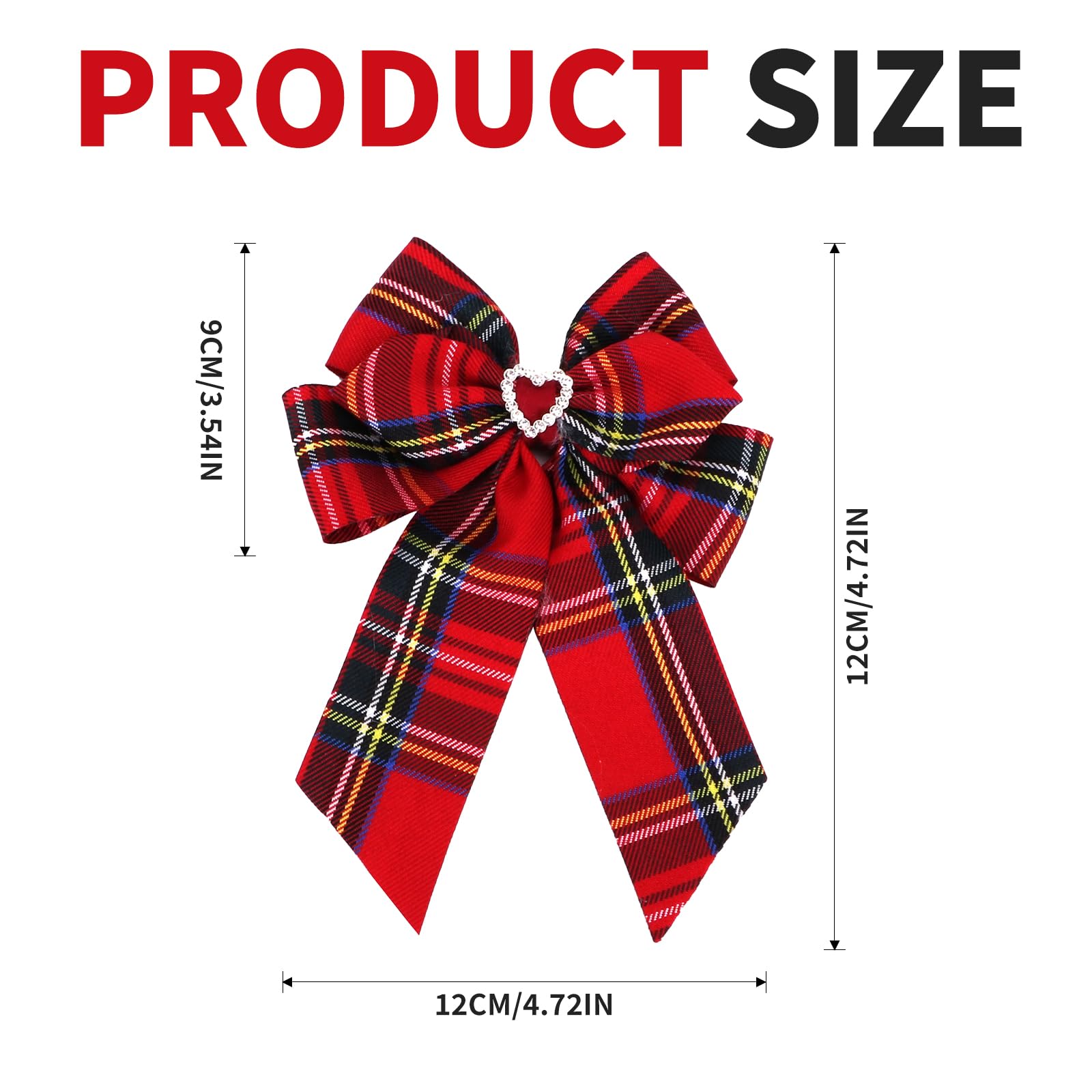 Red Hair Bow Clips, 2Pcs Tartan Bow Knot Hair Clips, Red Plaid Ribbon Hair Clip - Image 2