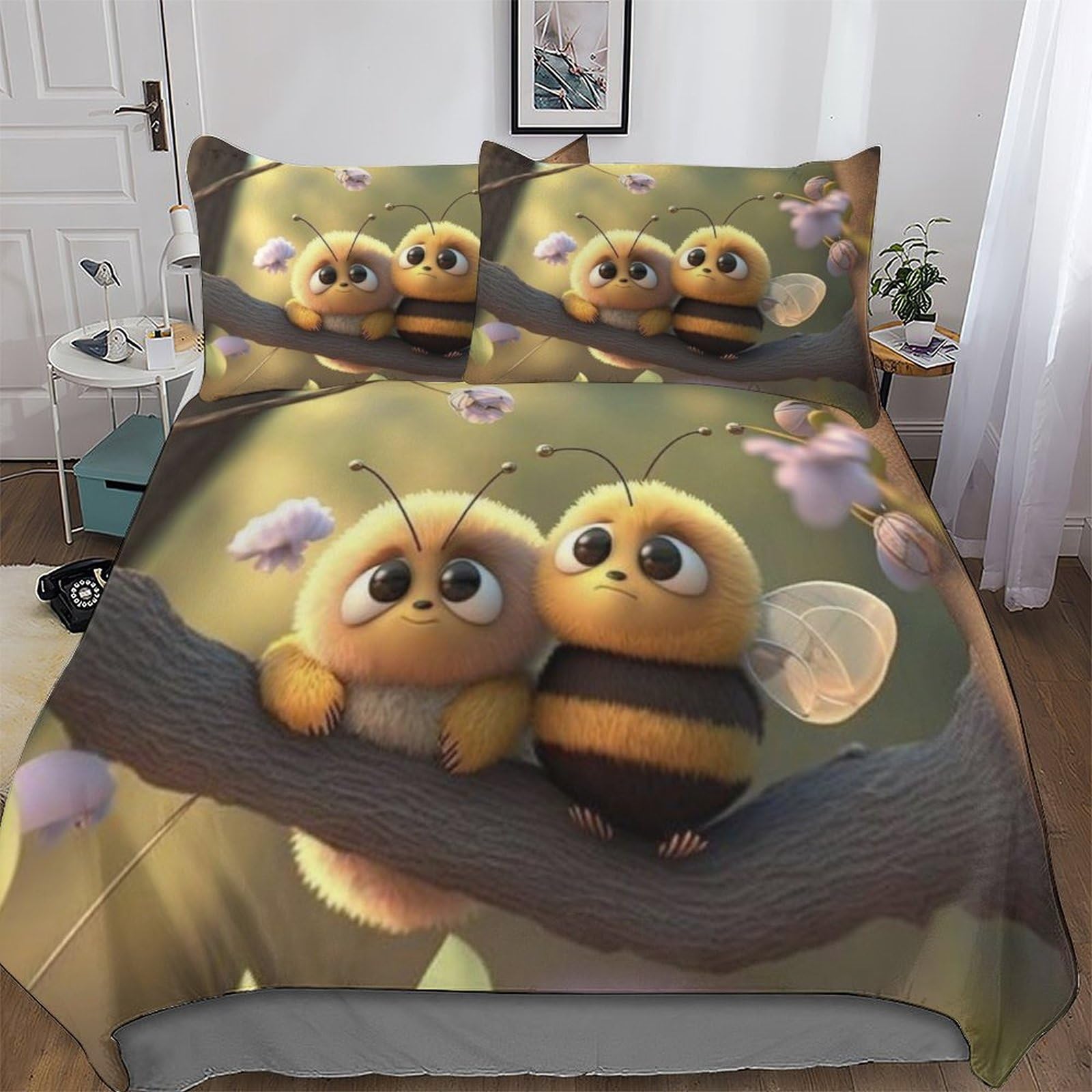 Housse couette 220x240 doux coton avec taie d'oreiller pour parure de lit enfants et adulte