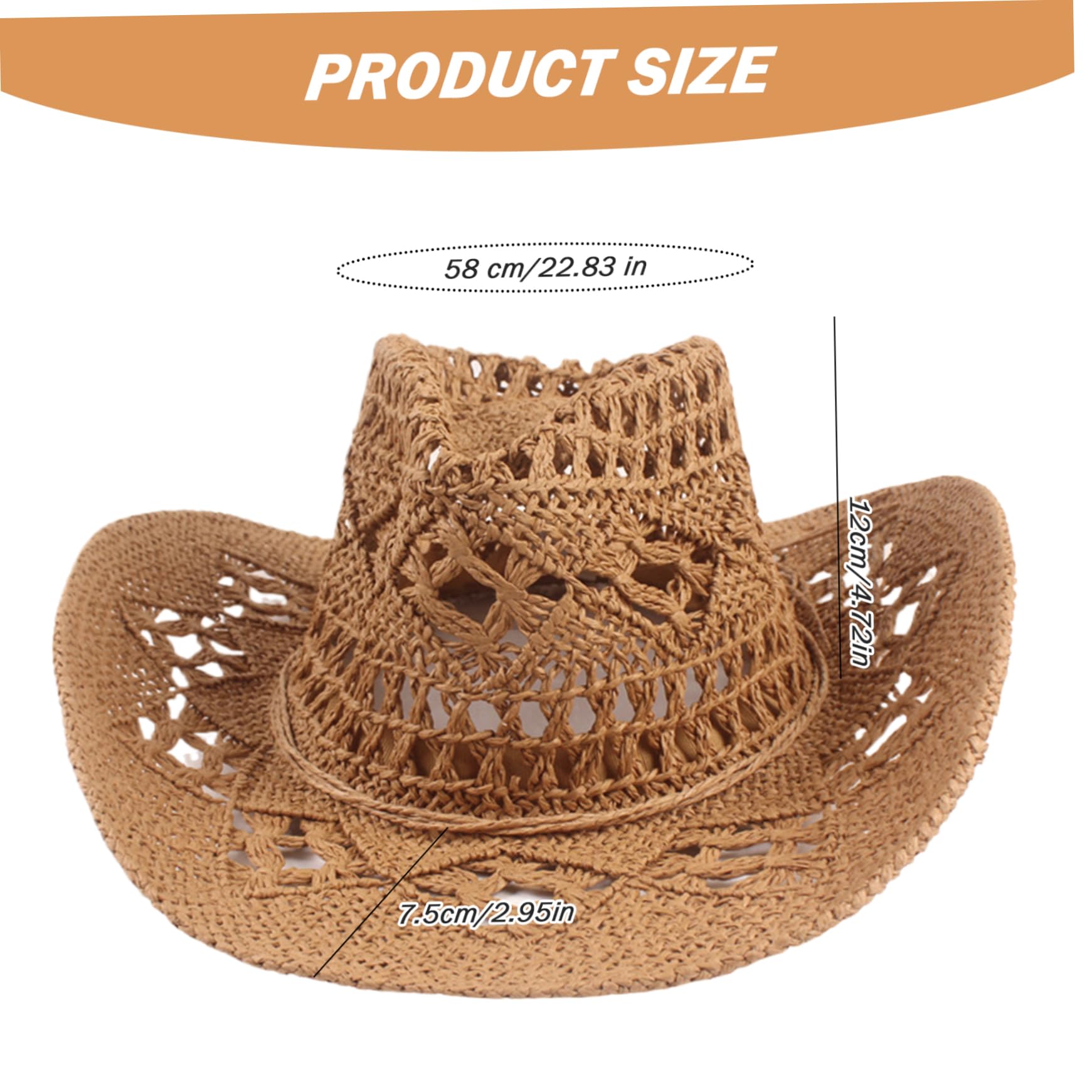 Cappelli da cowboy in paglia traspirante scavato cappello da cowgirl protezione solare modellabile cappello da cowgirl occidentale arrotolabile a tesa larga per vacanze estive vacanze spiaggia