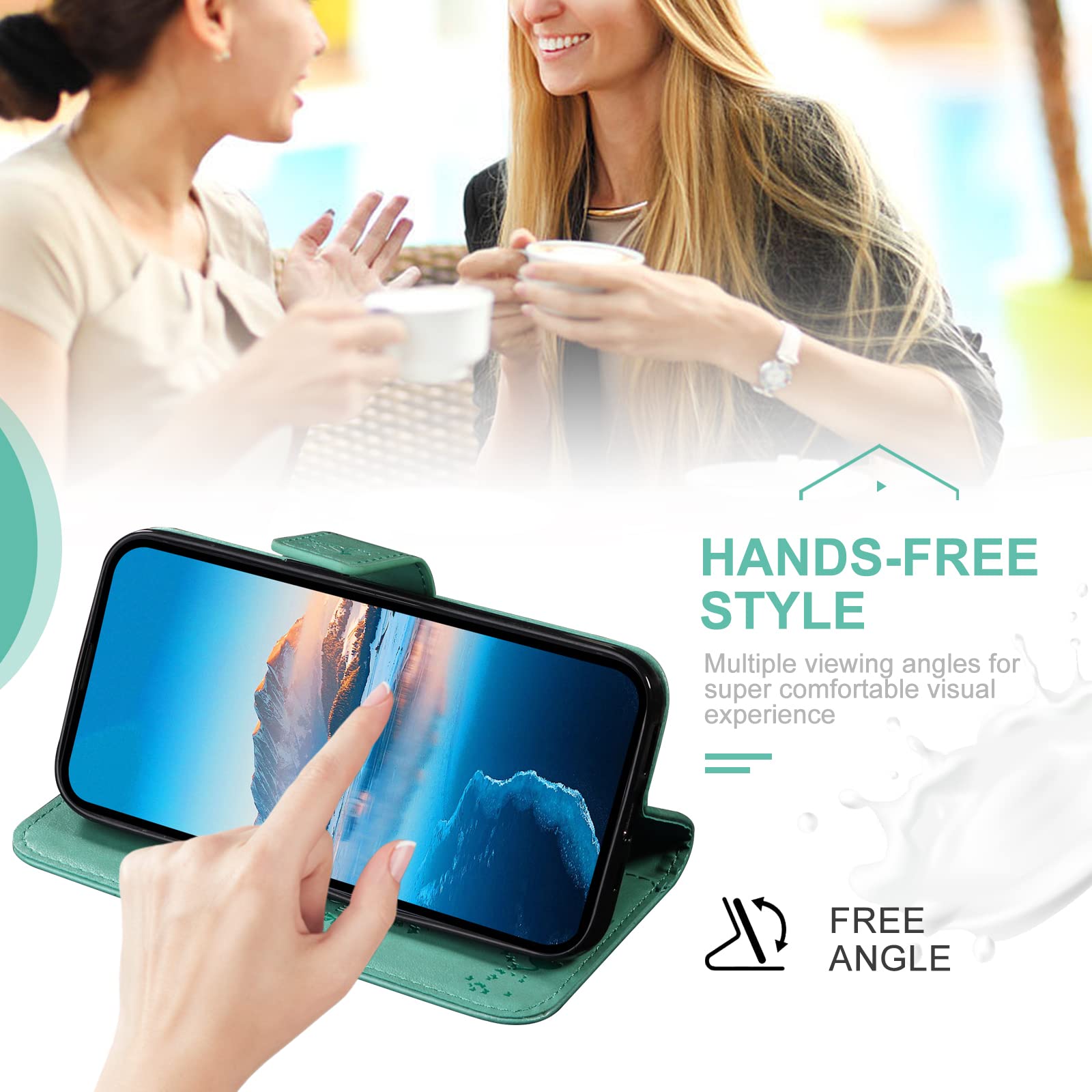 KANVOOS Cover per Xiaomi Redmi Note 12 PRO 5G / Poco X5 PRO 5G, Custodia a Libro in Pelle PU con Silicone TPU, Flip Caso Portafoglio (Verde) - Vista 5