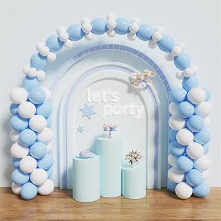 Balloon Garland Kit with Light Blue and White Balloons Included, Adjustable Balloon Arch Stand with Bases, Arch Kit for Birthday, Wedding, Baby Shower, Reveal Gender, and more Party Decorations