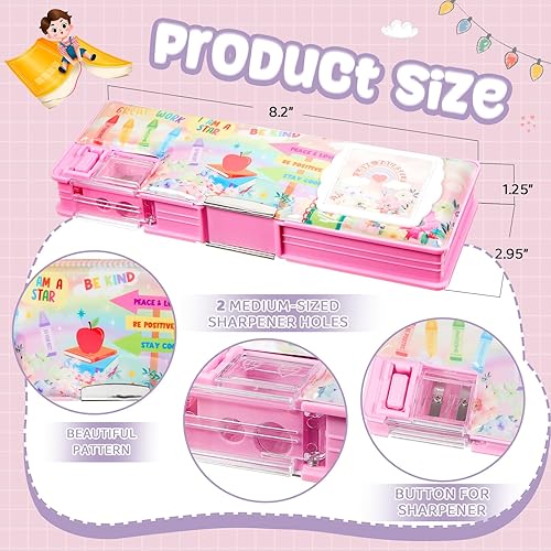 Miniatura 9 de Henoyso Estuche multifunción con calculadora y sacapuntas, caja de lápices deportiva para niños, dinosaurio de plástico, organizador de papelería,