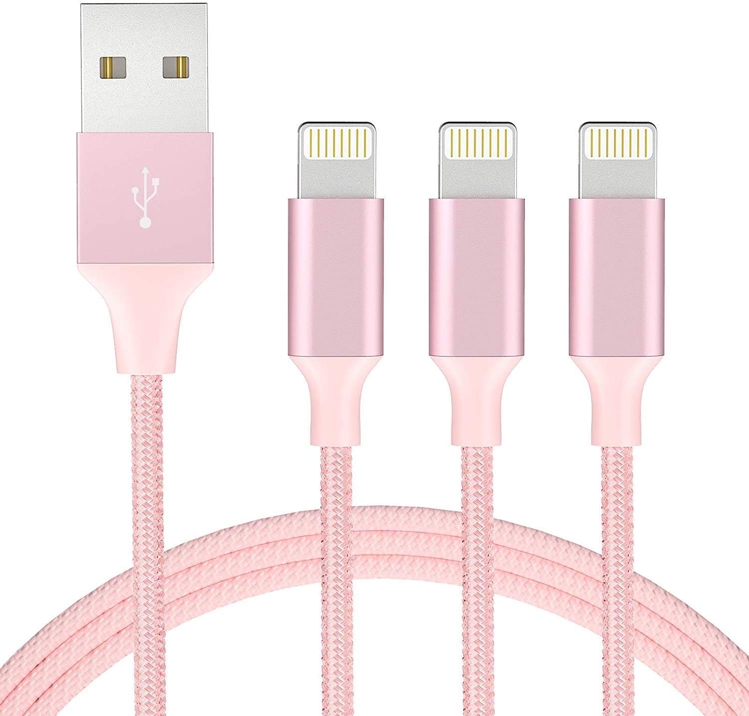 Marchpower Pink iPhone Charger Cable - MFi Certified Lightning Cord 3Pack 3ft 6ft 10ft USB-A Fast Charging Syncing Cable iPhone 14 13 12 Mini SE 11 Pro MAX Xs XR X 8 7 6 Plus S E iPad iPod AirPods Pr