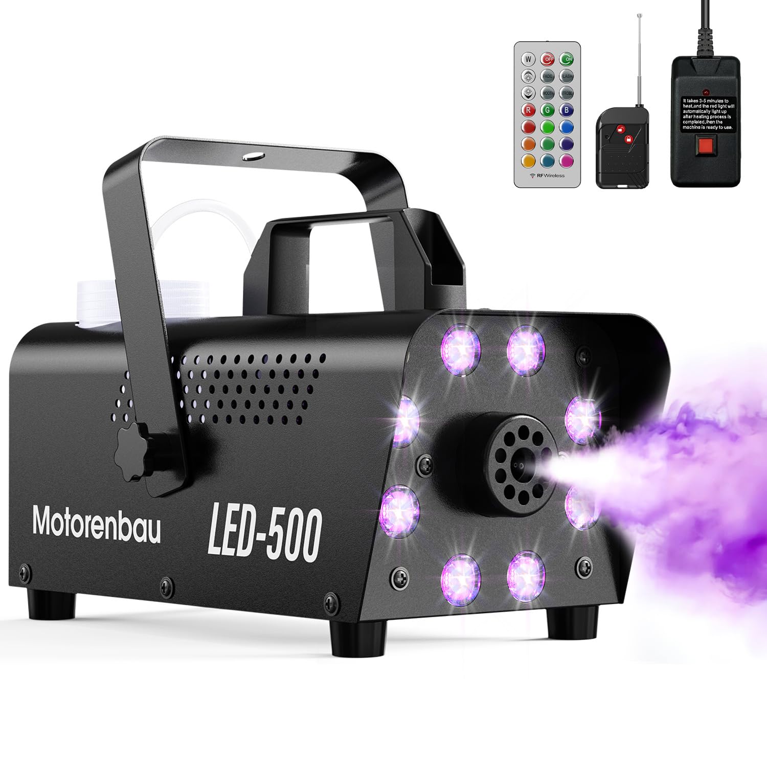 Máquina de Humo Automática et Mando Inalámbrico, 8 LED RGB