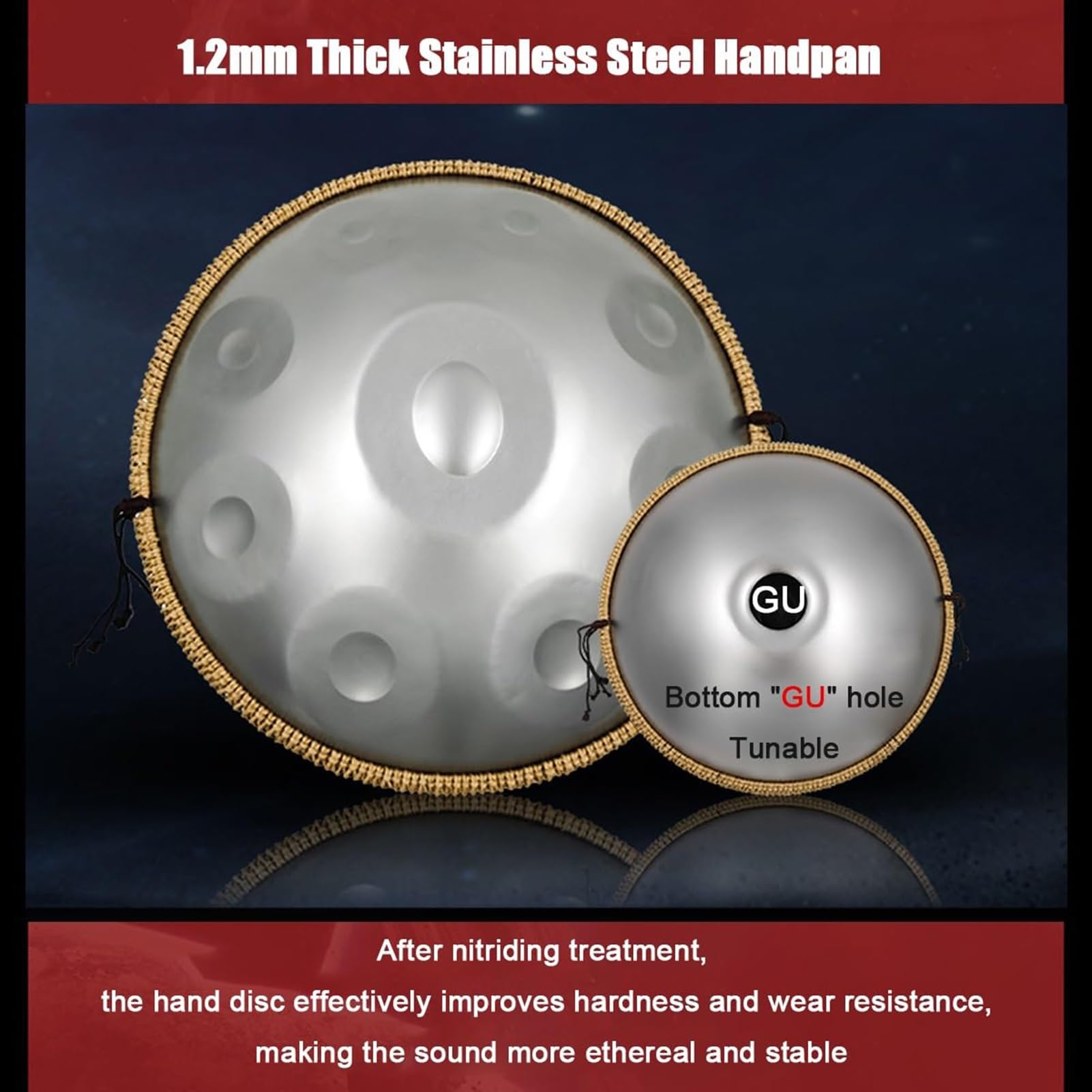 未使用◎handpan 432Hz 10ノート スチールドラム ハンドドラム Amazon | ハンドパンドラム スチールハンドパン、9/10/12ノート