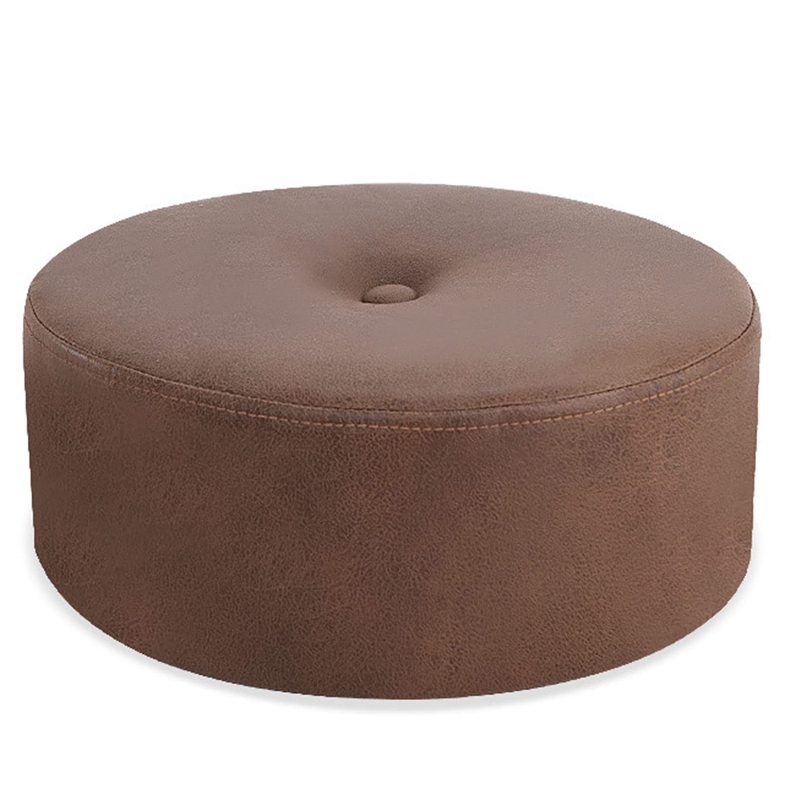 Tabouret pouf rond en tissu marron de 30 cm pour salon