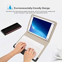Vista 6 de Teclado Bluetooth con funda de poliuretano para Android/para teléfono inteligente iOS, teclado Bluetooth con funda abatible y soporte para tableta
