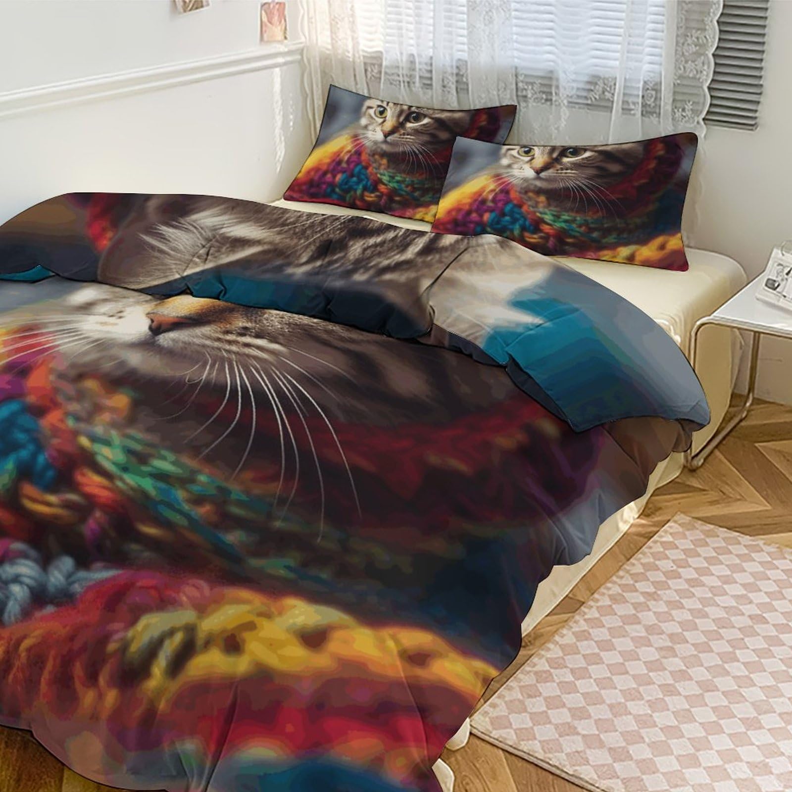 Parure de lit réversible 3 pièces en microfibre douce pour lit jumeau toutes saisons