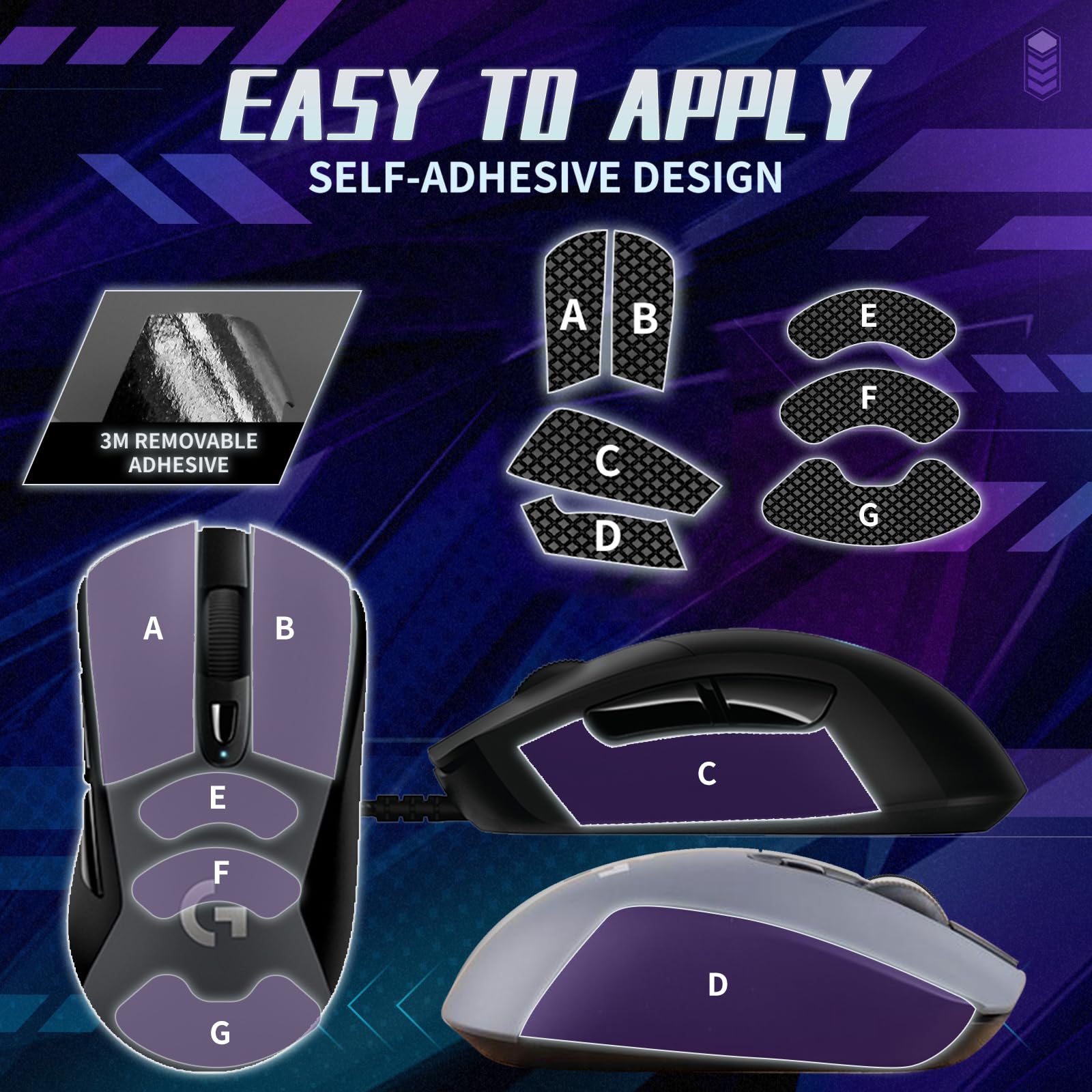 TALONGAMES Piedini In Vetro Per Mouse Logitech G703 / G603 / G403 - Ultra Resistenti, Super Lisci, Bordo Arrotondato (Nero)