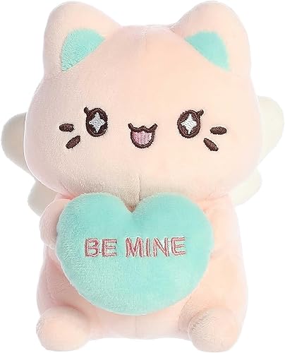 Miniatura 2 de Aurora Valentine Meowchi - Paquete de 2 piezas de peluche de 7 pulgadas, corazón de caramelo rosa y blanco