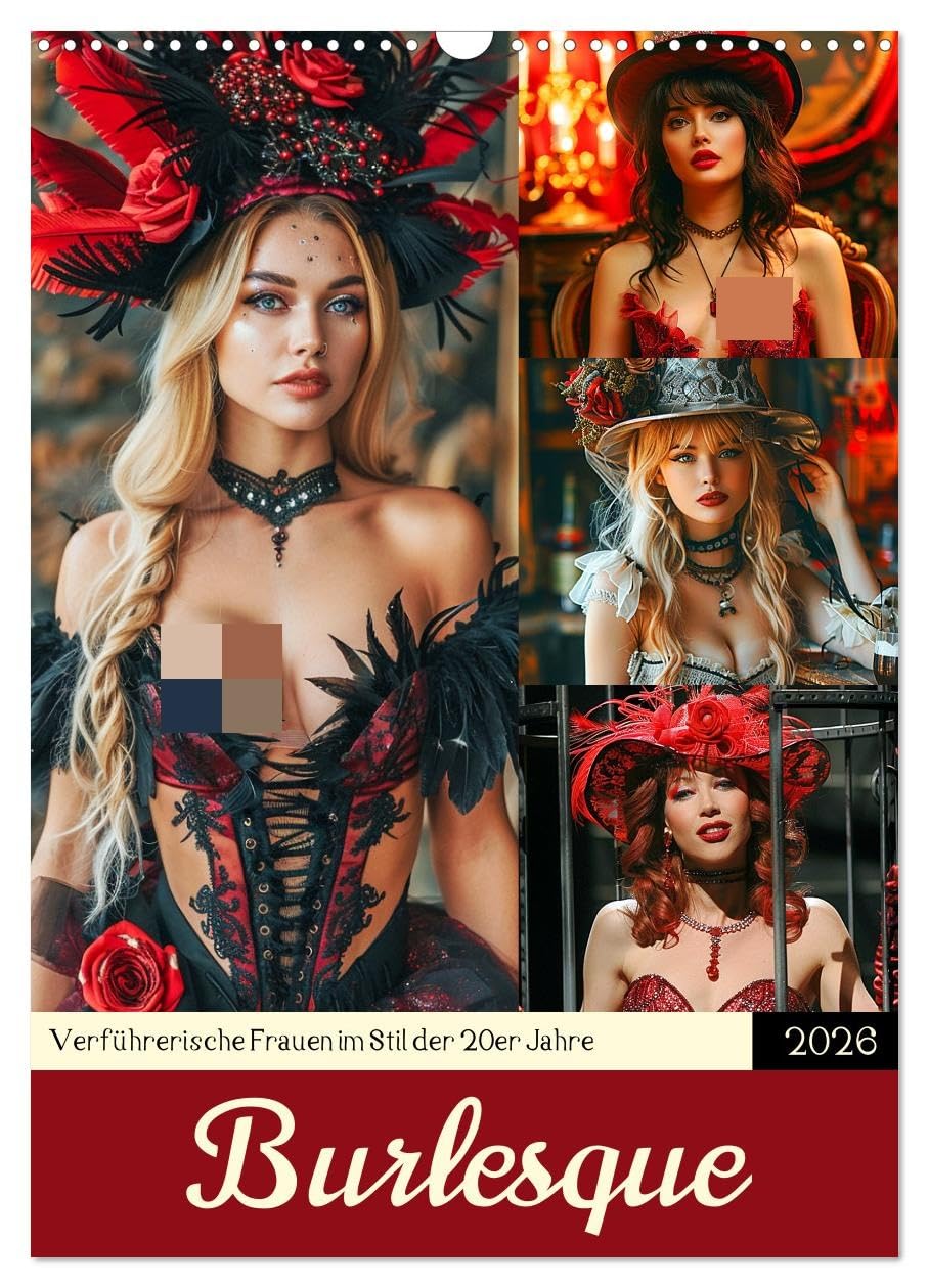 Burlesque. Seductive women in the style of the 20s UK-Version (Wall Calendar 2026 DIN A3 Portrait), CALVENDO 12 Month Wall Calendar — image 1