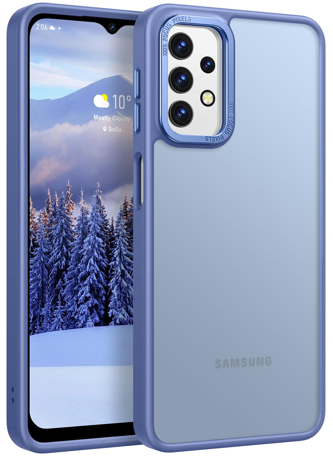 Rayboen for Samsung Galaxy A32 5G Case, Translucent Frosted Skin Feel Anti-Scratch Hard PC Back Soft Silicone Edge, Protective Shockproof Slim Fit Phone Cover for Samsung A32 5G, Matte Light Blue