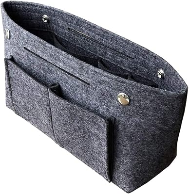 Healifty Felt Handbag Cosmetic Storage Bag Felt Container Organizer Purse Insert Divider Shaper Bag 1pcs ( Dark Grey )
