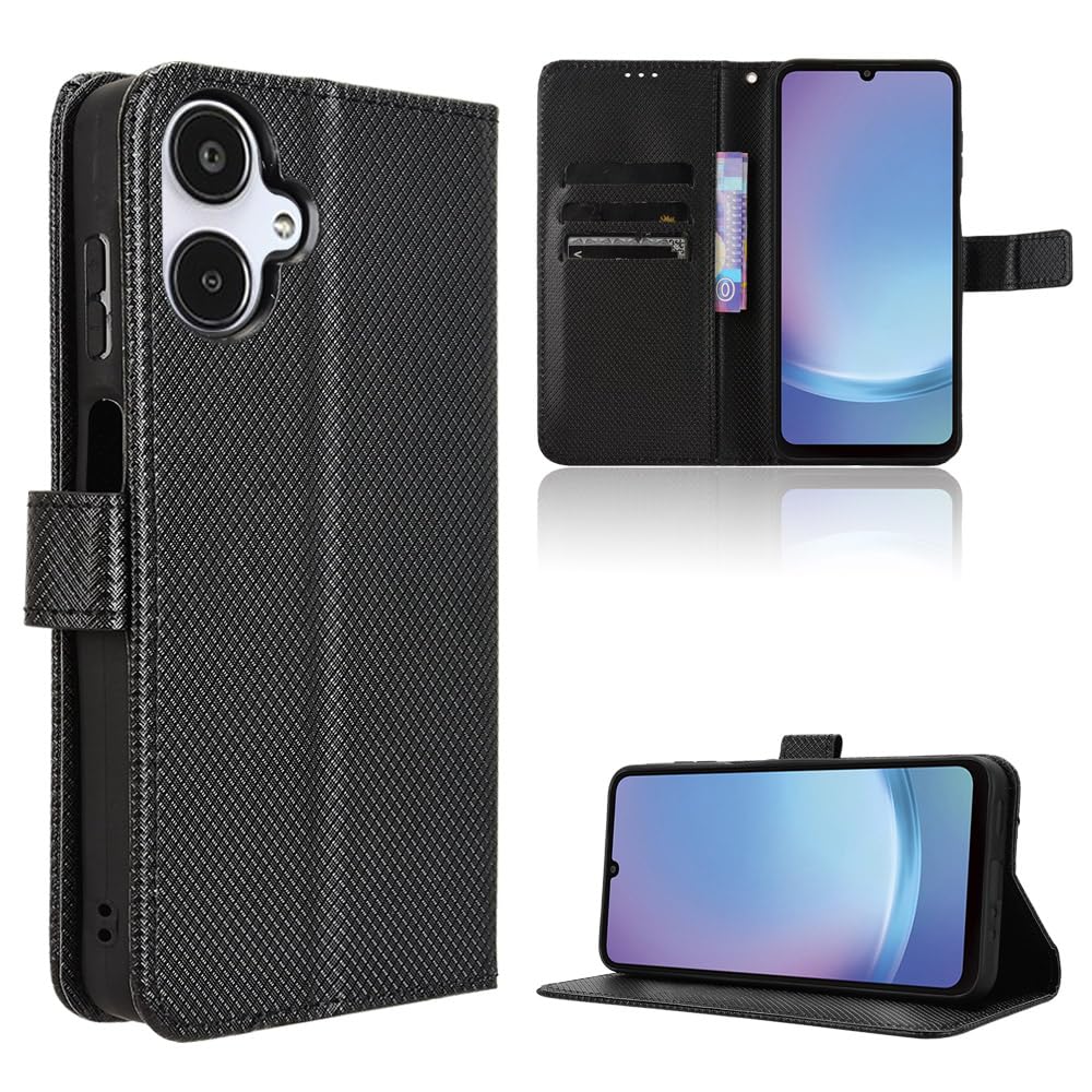 For Galaxy A25 5G ケース 手帳型【BAOLINTX】高級PUレザー 携帯ケース 耐衝撃 軽量 薄型 カード収納 横置き機能 対応 指紋防止 カバー マグネット 全面保護 Galaxy A25 5G カバー (ブラック)