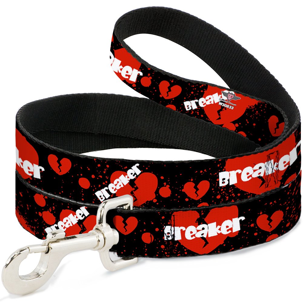 Laisse Heart Breaker large 1,5" en nylon solide 4 pieds de long
