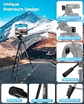 67" Phone Tripod, MACTREM Tripod Stand for iPad iPhone Tablet Camera with 2 in 1 Mount & Wireless Remote, Aluminum Extendable iPhone Tripod for Video Recording/Selfies/Live Stream/Vlogging | 2-In-1 Holder Fits Ipad/Iphone Up To 12.9",Aluminum Extenda