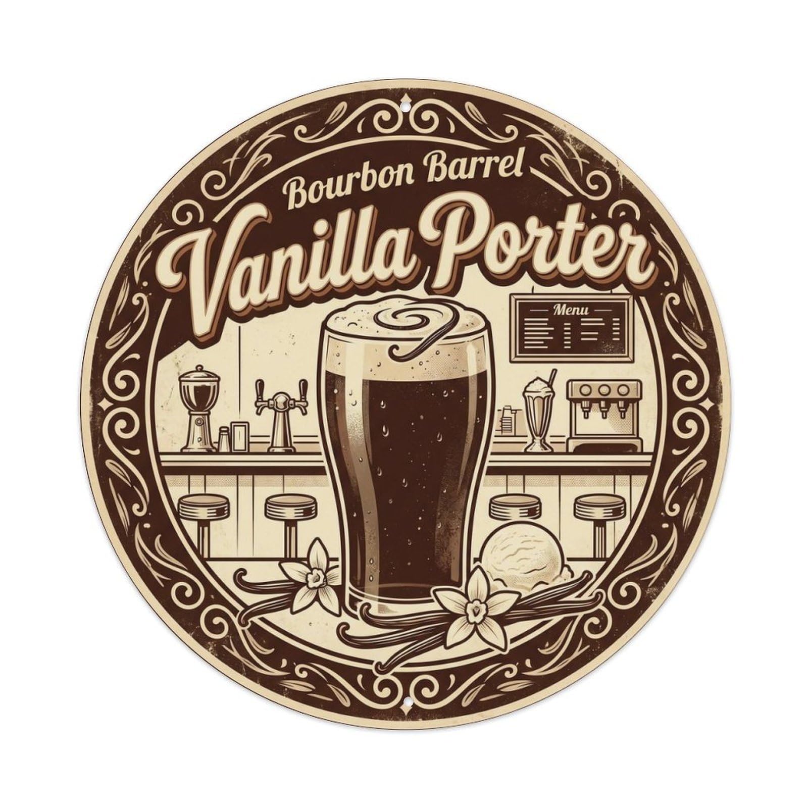 Vanilla Porter Beer Pub Brewery Heritage Fruit Brew Metal Tin Sign