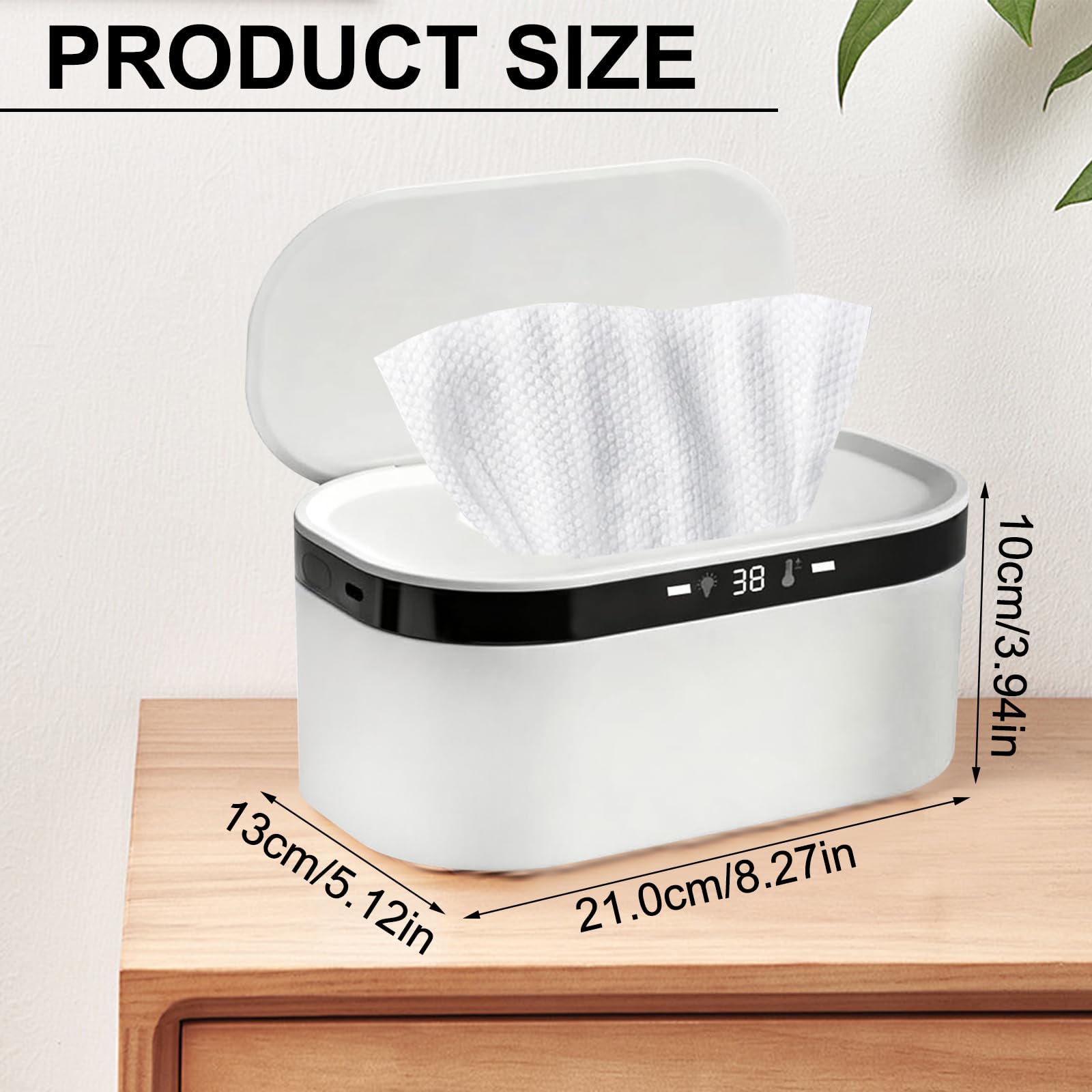 Chauffe-lingettes Bébé, Portable USB Wipes Heater, 3 Niveaux de Chauffage Rapide, Wipes Incubator for Camping, Home, Car, Travel