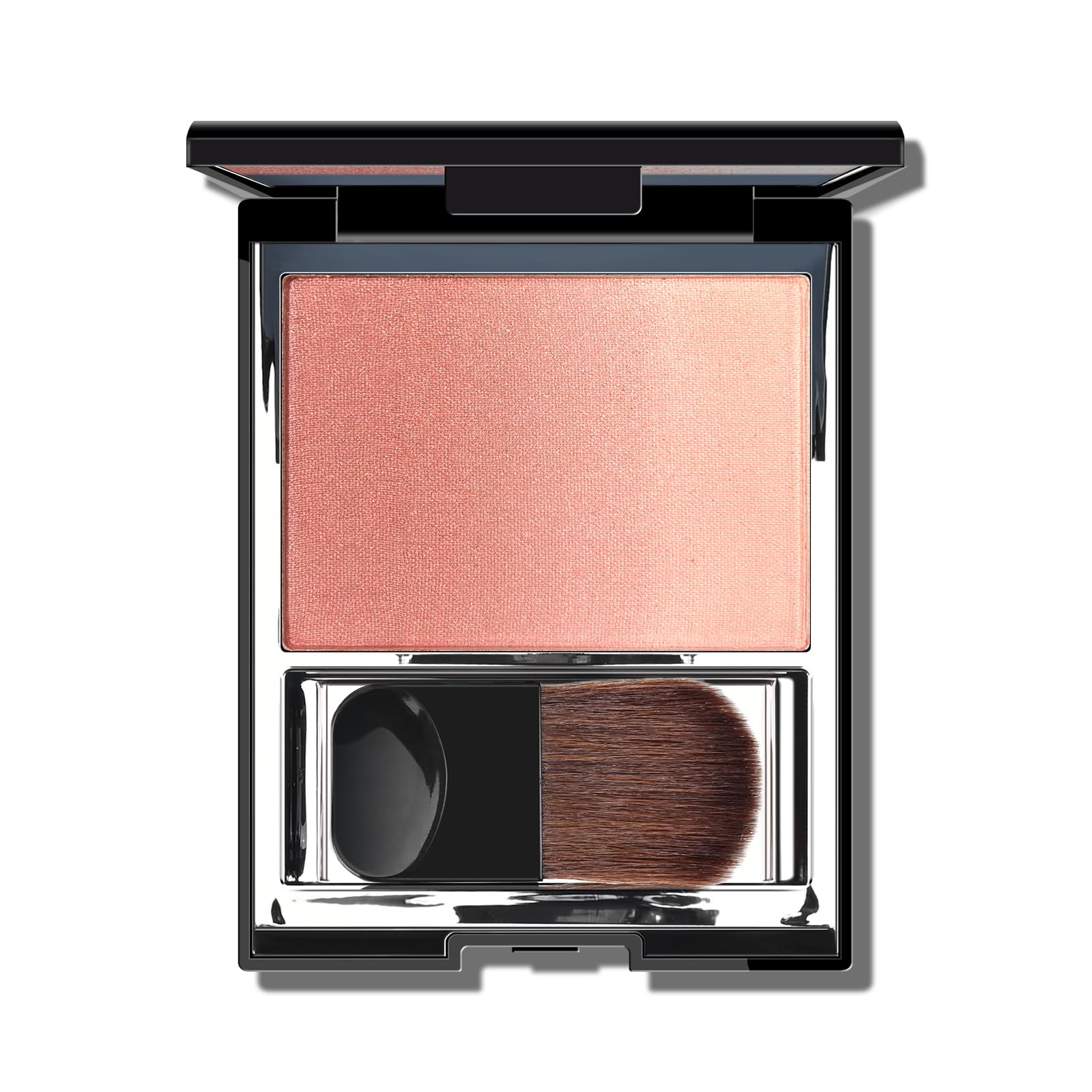 KYDA Warm Rose Shimmer Blush, Gradient Cameo Brown Pink Color, Micro-fine Pearl Powder Blush, Soft Buildable Cheek Color, Lightweight Smooth, Multiuse Blusher Compact #02 Warm Rosy