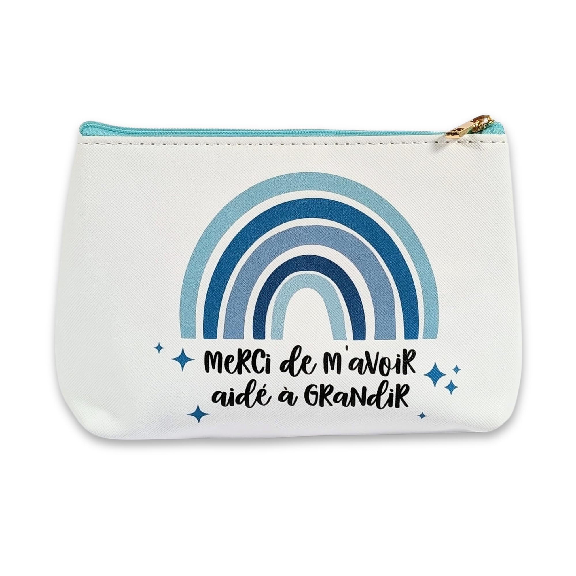 Pochette Merci de m'avoir aidé à Grandir Cadeau Nounou Maitresse Atsem Aesh Fin d'année Scolaire Bleu