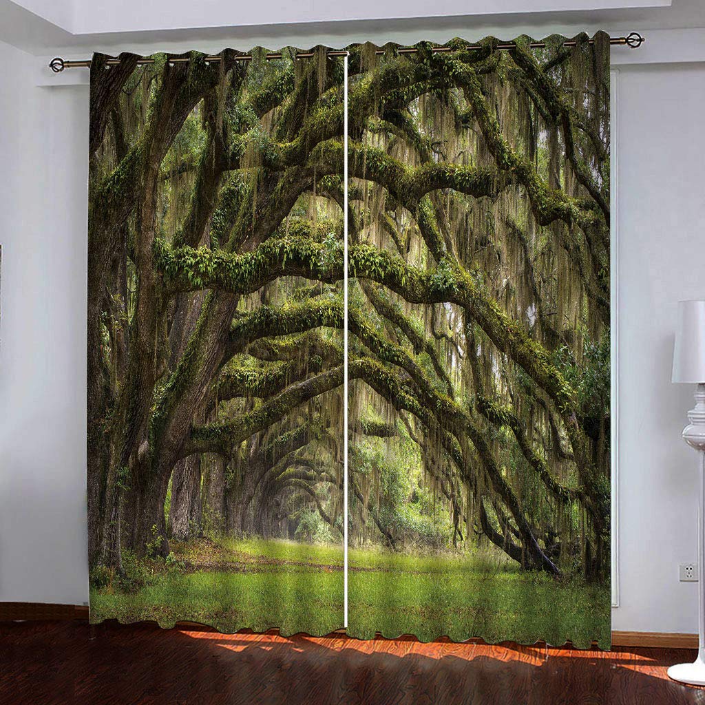Draperies occultantes pour chambre moderne avec motif forêt nature