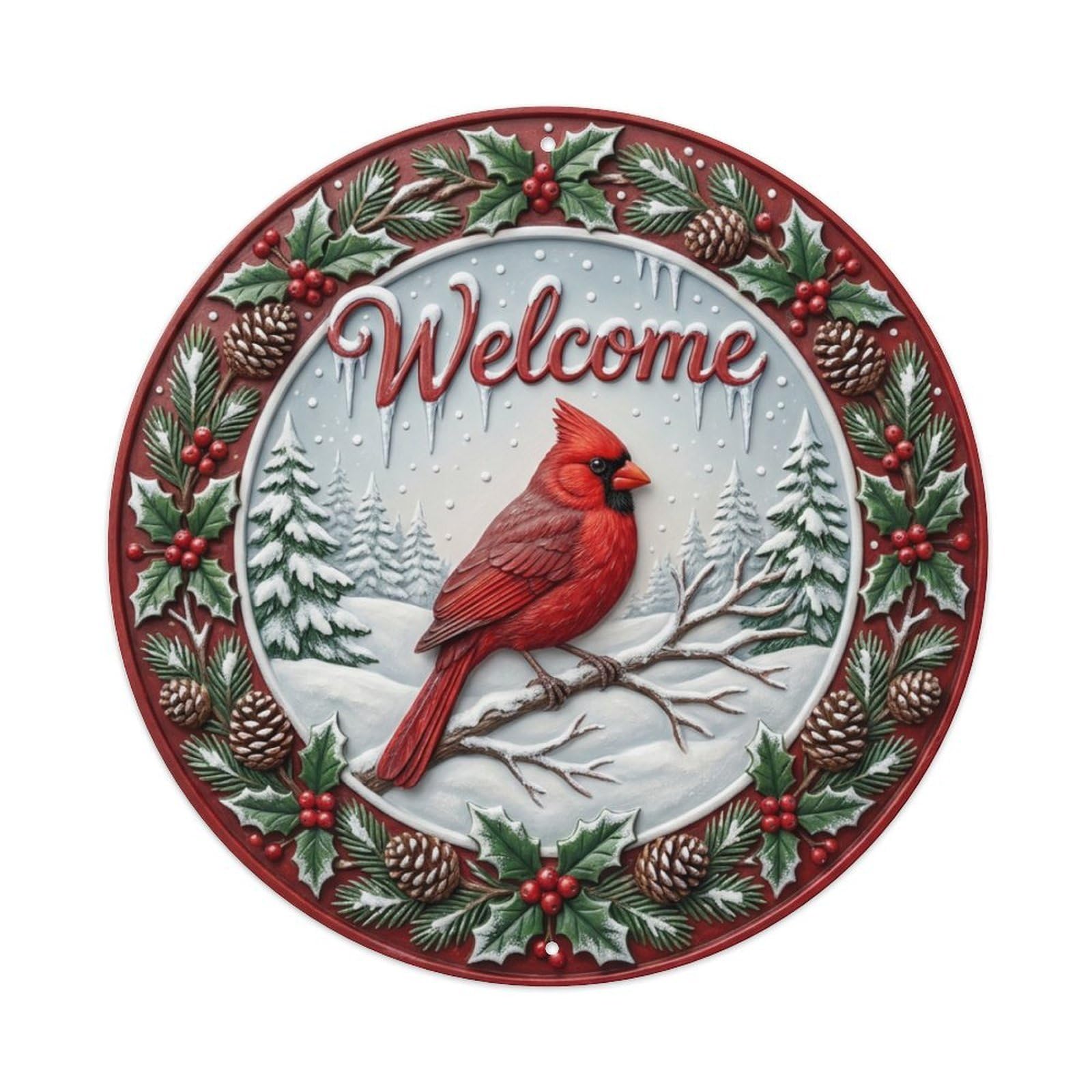 Tgrcjimh Style Metal Tin Sign Cardinal Bird Welcome Winter Garden