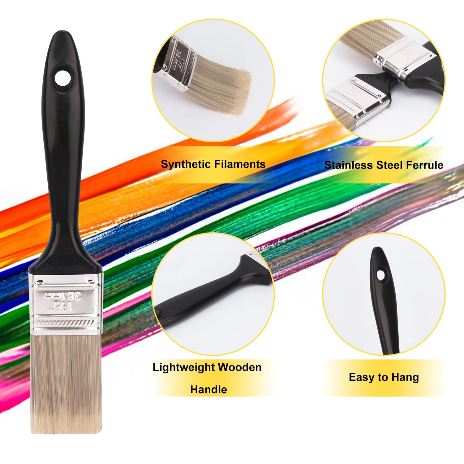 Paquete de 30 pinceles de pintura de 1.5 pulgadas, una gama profesional de pinceles de pintura de pared, pincel de pintura de cubierta y pinceles de virutas, herramientas de pintura perfectas para tu