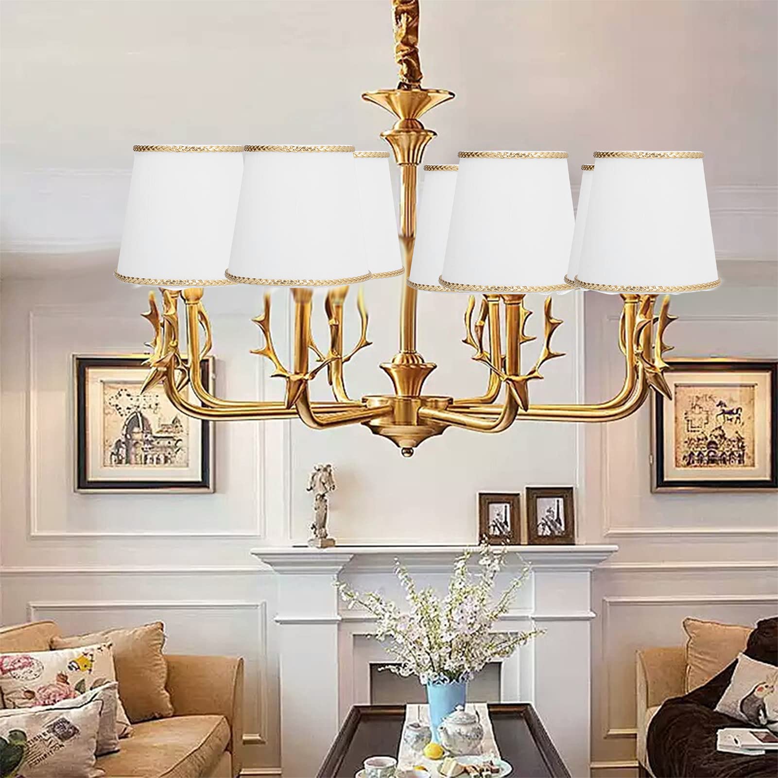 6 Pezzi E14 Paralume Tessuto Paralumi Lampadario Decorazione Interna