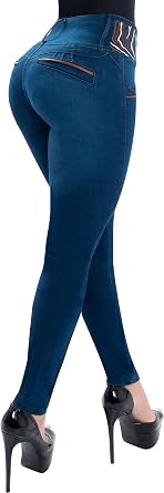 Fiorella Shapewear Butt Lifter Women Jeans High Rise Leatherette Waist Push Up Levanta Cola Pantalones Colombianos 514BB